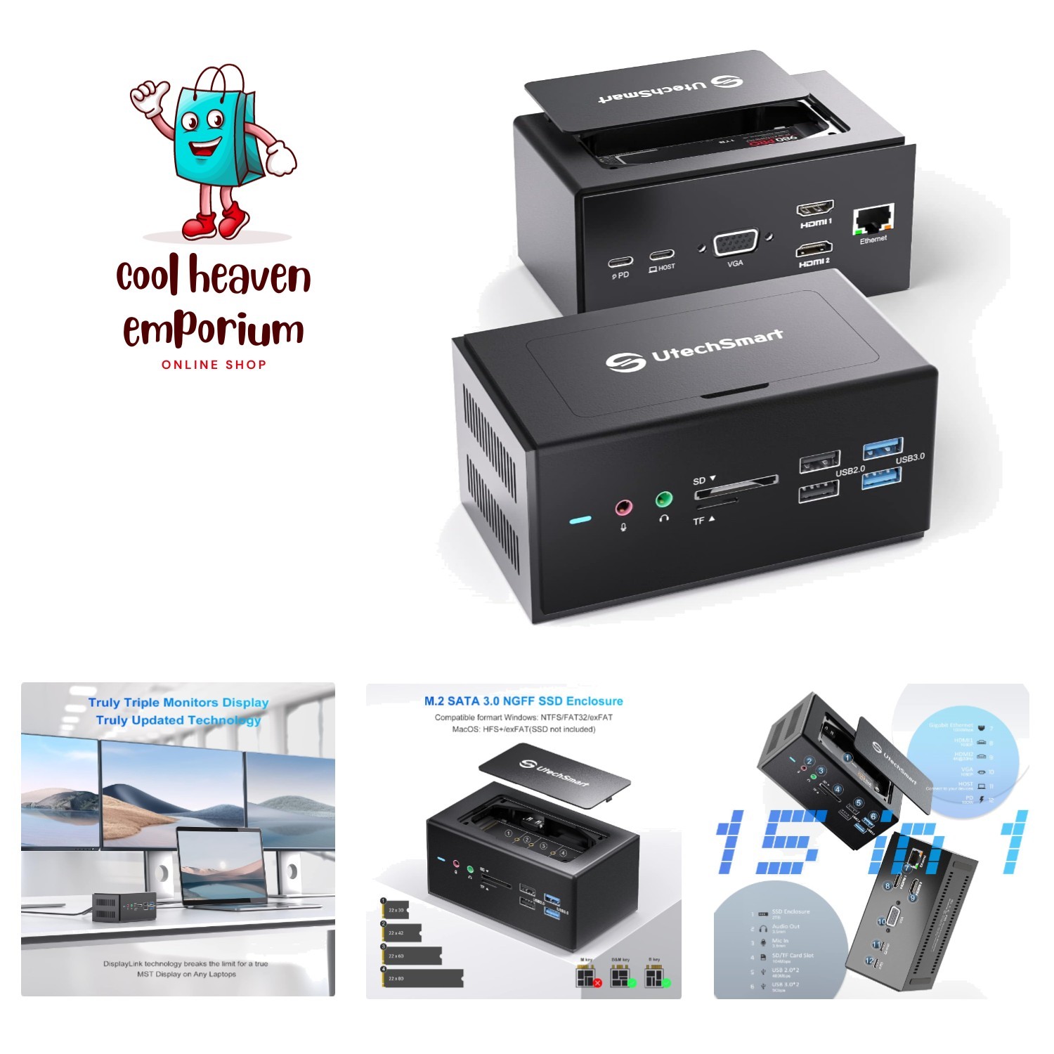 Compact 15 in 1 Docking Station for Mac & Windows with High-Speed Data Transfer