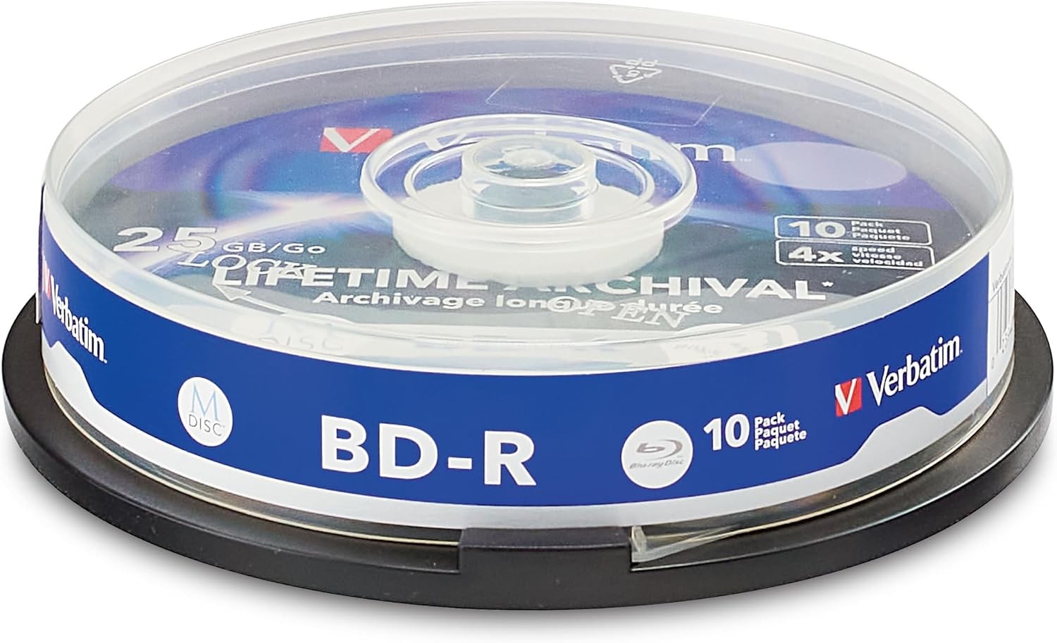 Verbatim M DISC BD-R 25GB 4X Inkjet Printable Archival Discs, 10 Pack