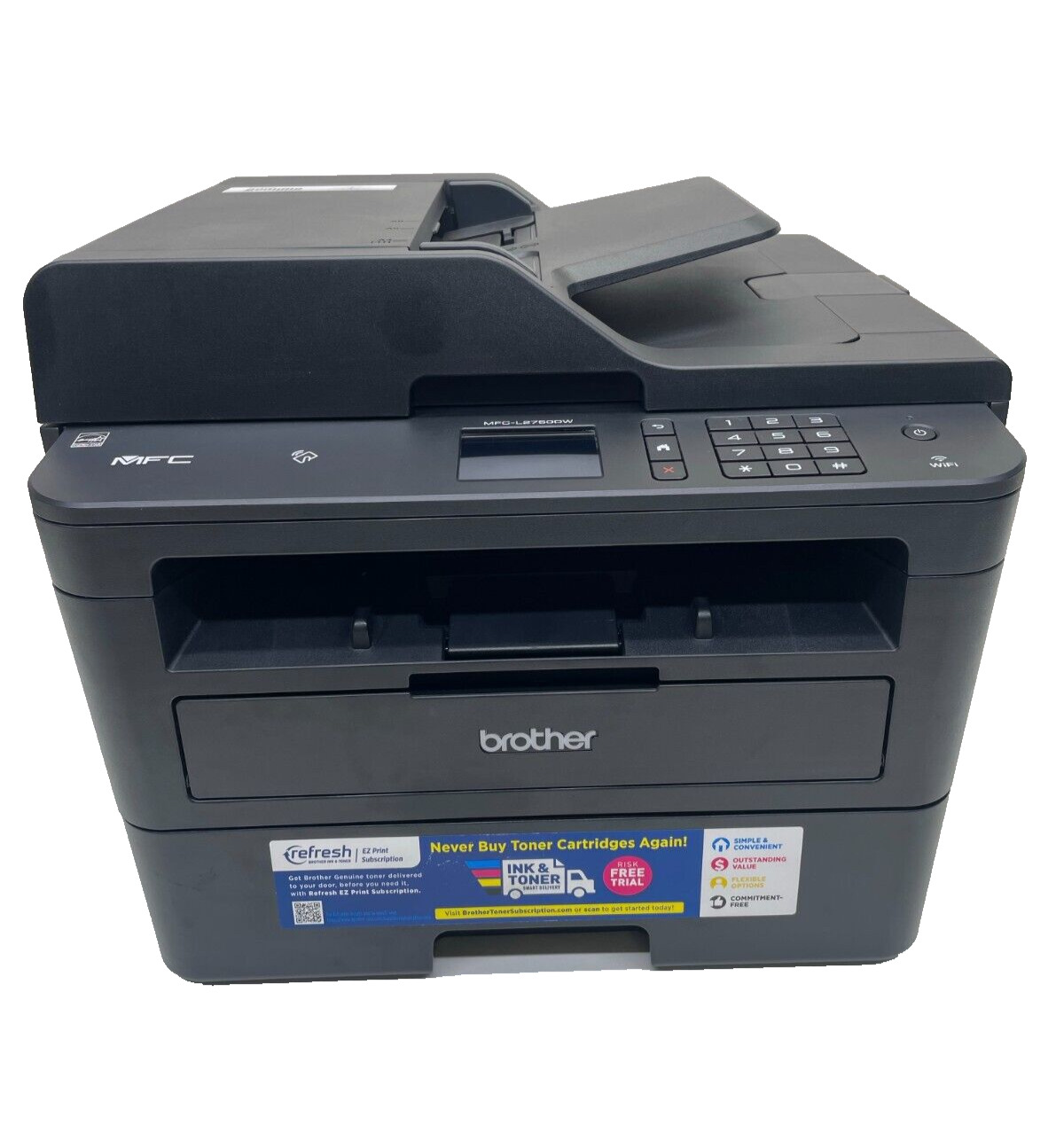Brother MFC-L2750DW AIO Laser Printer PAGE COUNT 155 /Toner 85% Full,  Drum 100%