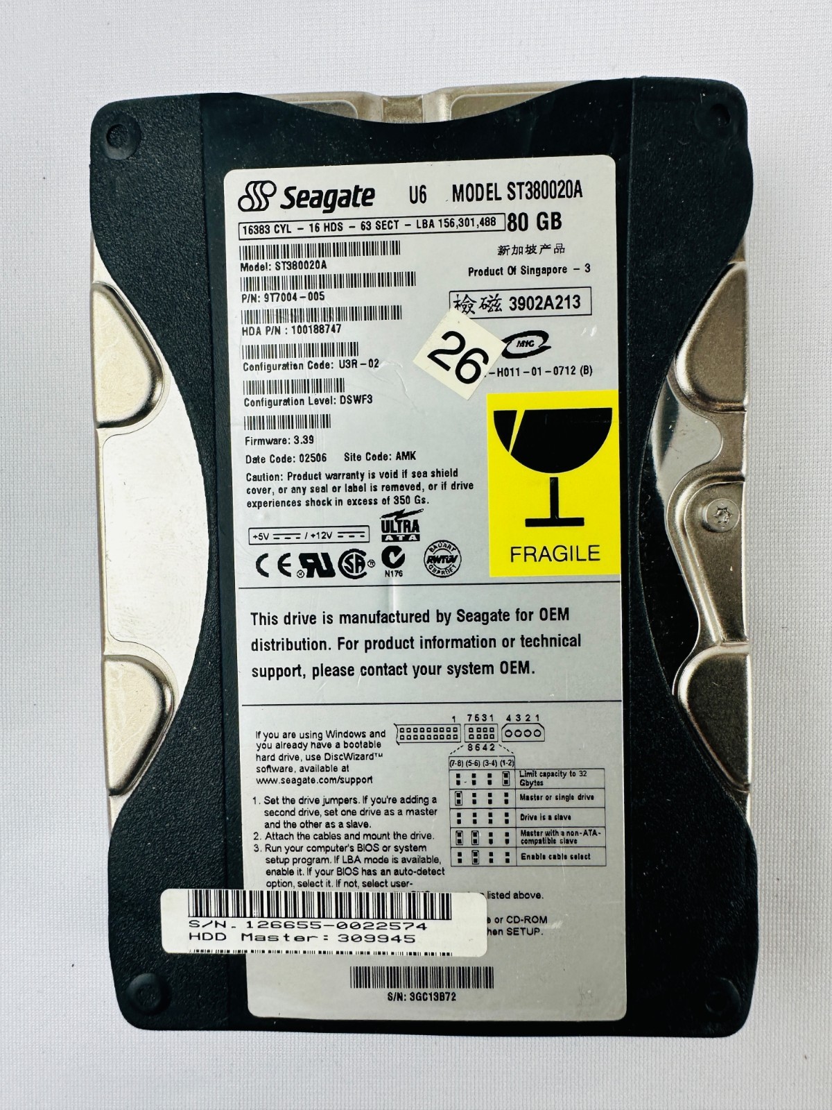 Seagate 9T7004-005 ST380020A Hard Disk Drive