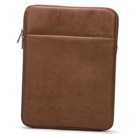 360° Protective Vertical Laptop Sleeve Case Cover 13.5 inch-14 inch Coffee PU