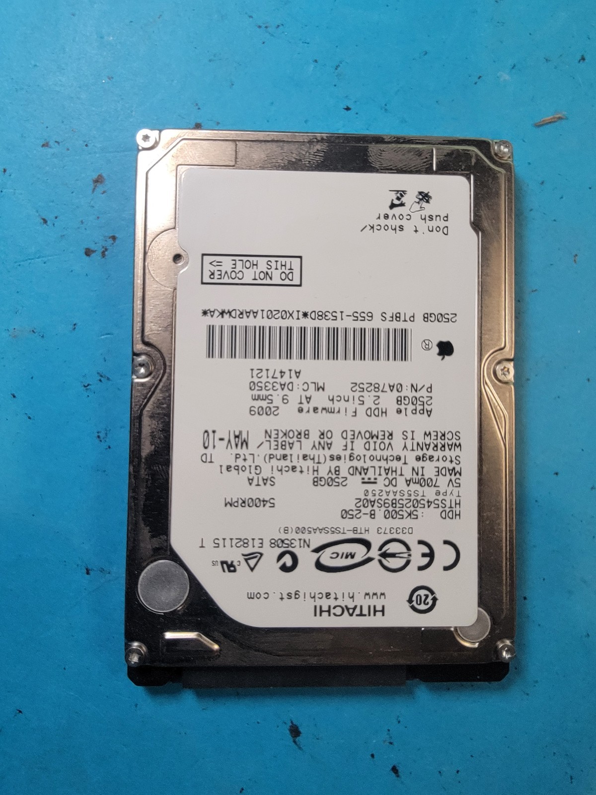 Internal Hard Drive 2.5 Inches HDD 250GB Hitachi Model HTS545025B9SA02 Used