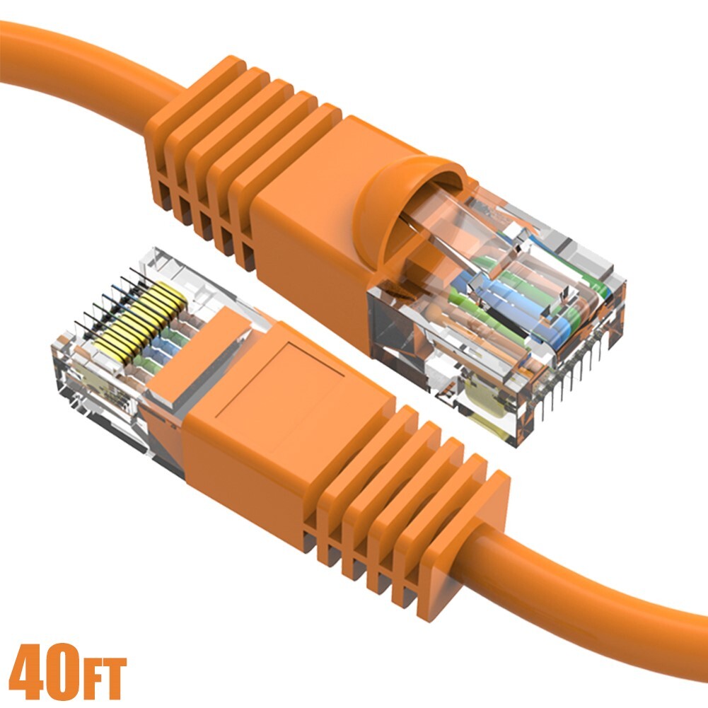 40FT Cat6 RJ45 Ethernet LAN Network UTP Snagless Patch Cable Pure Copper Orange