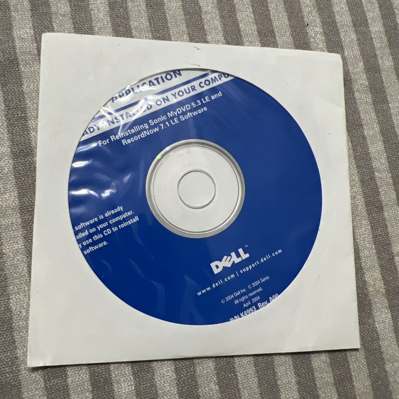 Vintage Software Dell Réinstallion Sonic MyDVD 5.3LE And Recordnow 7.1