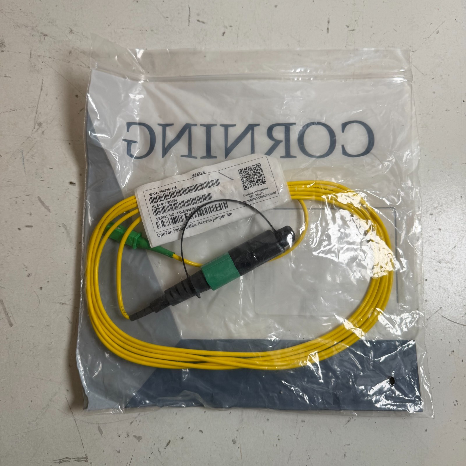 Corning OptiTap Patch Cable 434401E31AJ003M Yellow Single-Mode Test Jumper