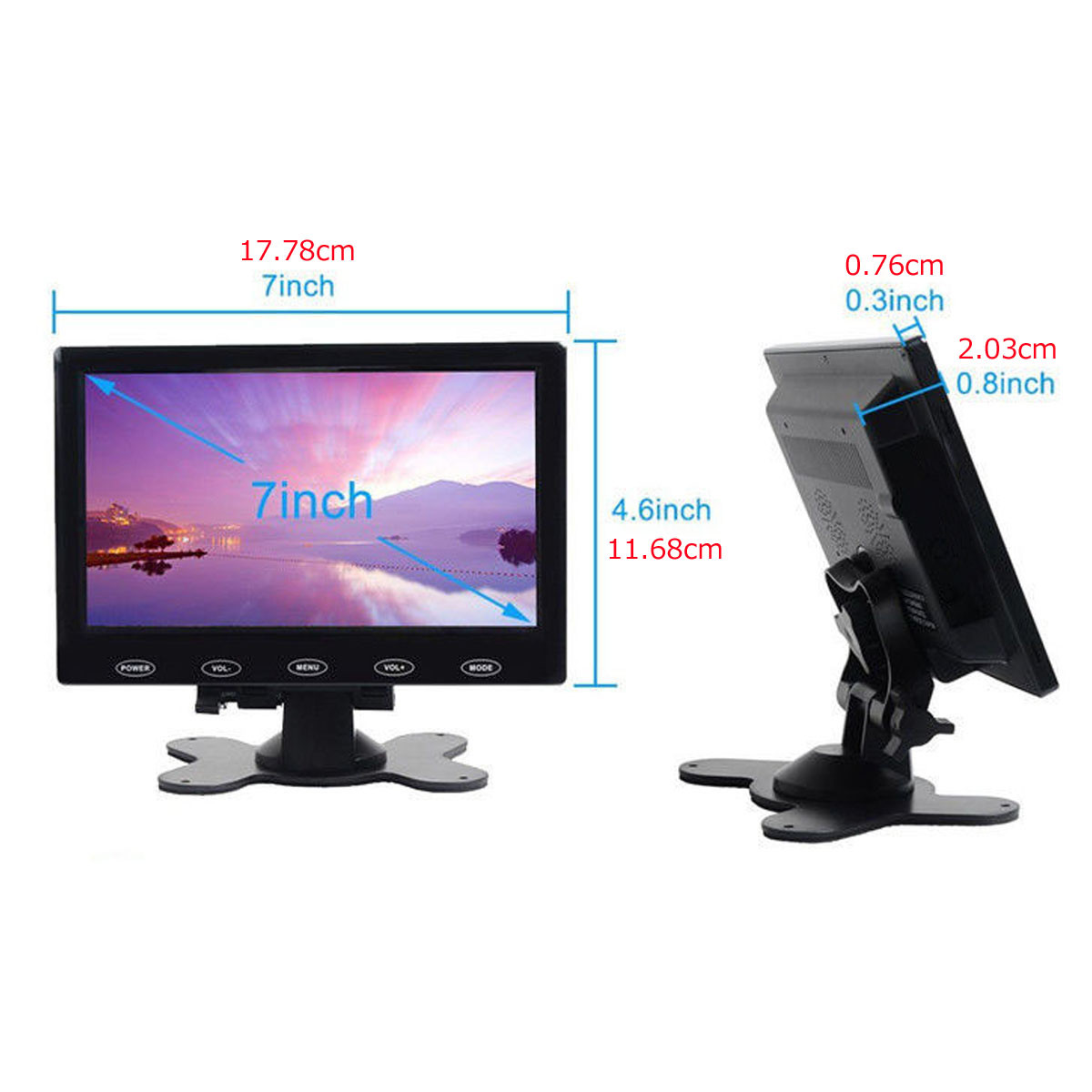 7"/9"/10" PC Screen LCD CCTV DSLR Monitor AV/RCA/VGA/HDMI for Raspberry Pi