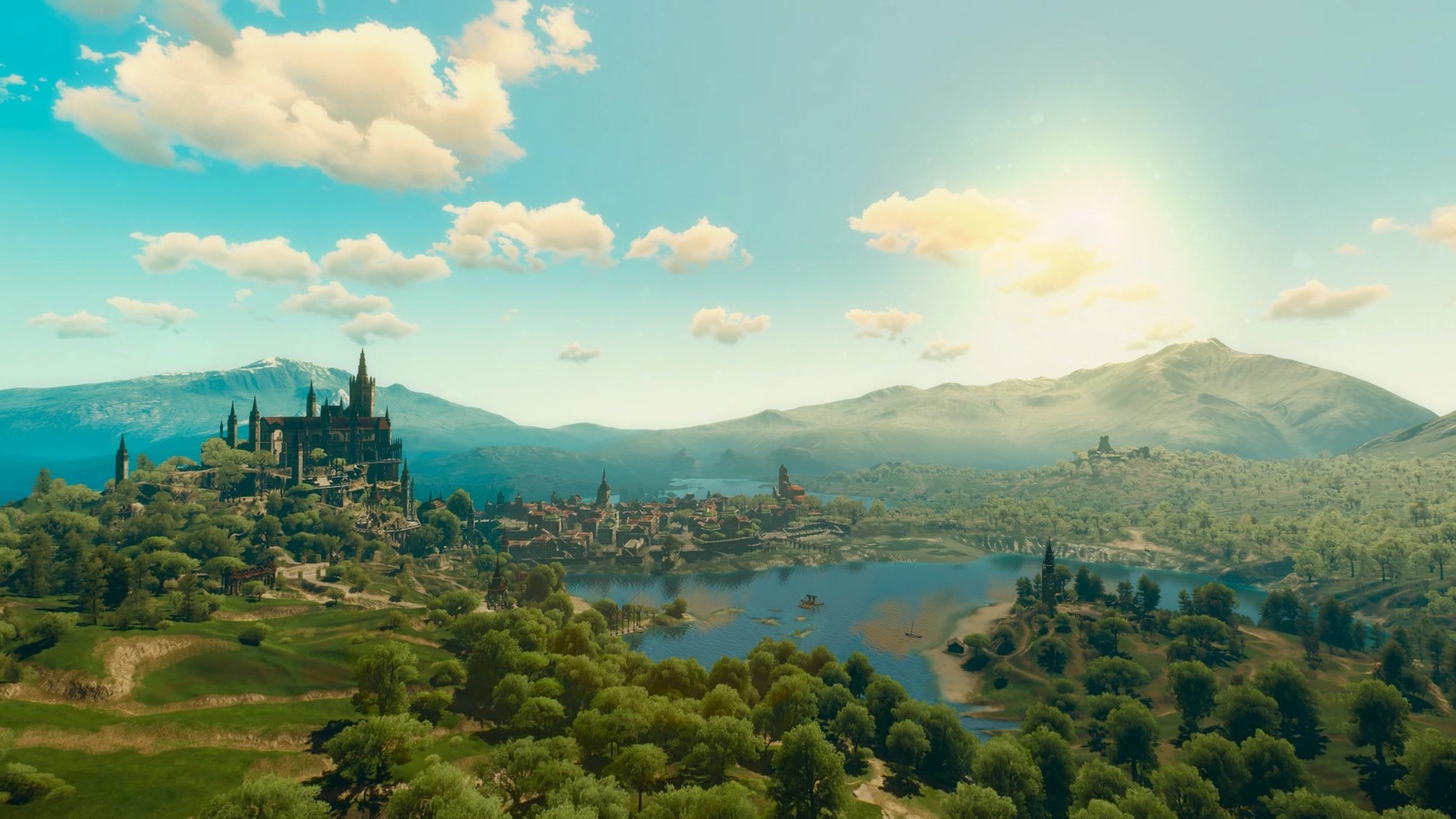 Landscape the witcher 3 wild hunt cd projekt red castle Custom Gaming Mat Desk
