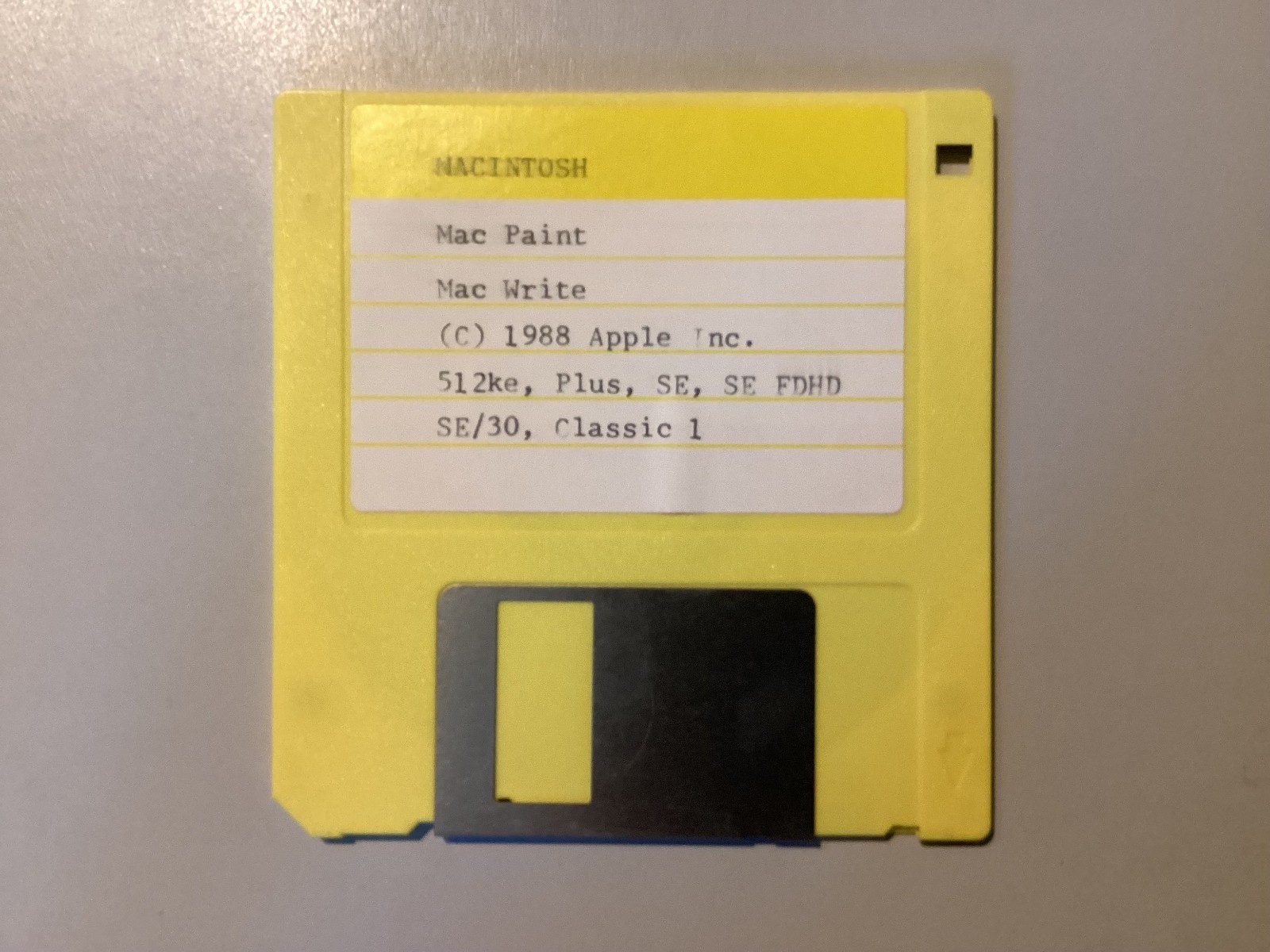 Vintage Macintosh Mac Program MACPAINT/MACWRITE 800K Disk 512, Plus, SE, Classic