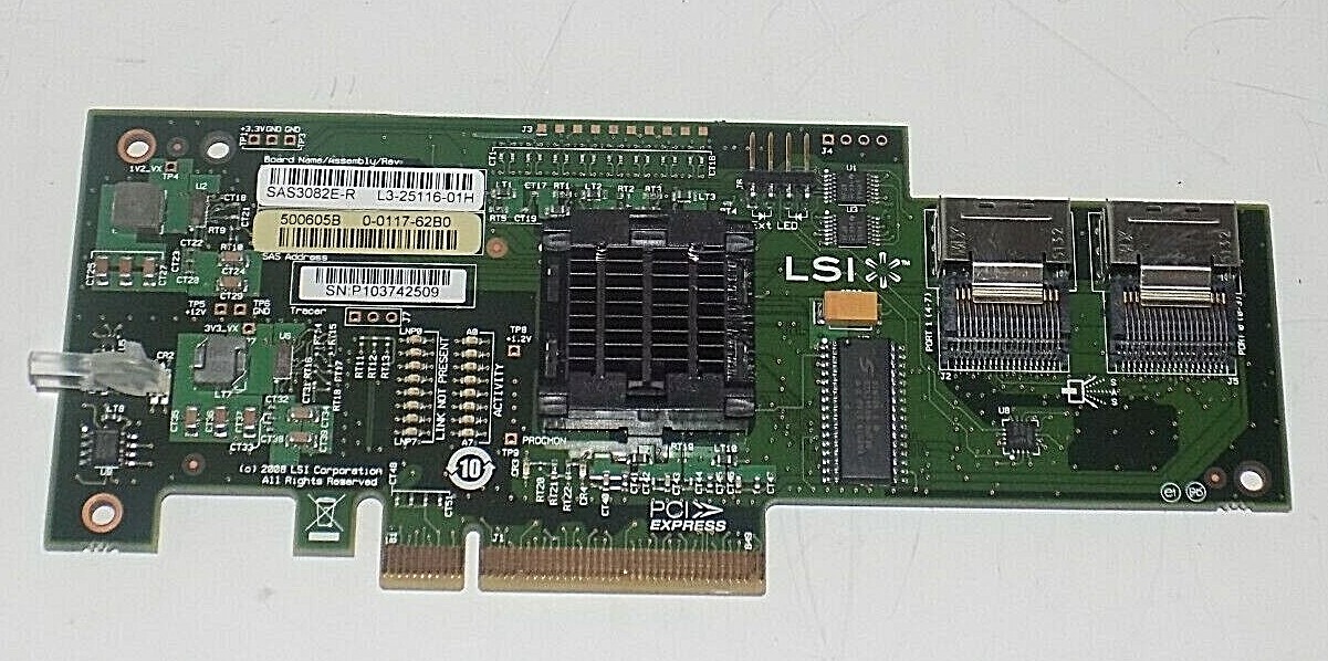 IBM LSI SAS3082E-R , L3-25116-01H SAS RAID Controller IBM FRU 44E8688 44E8690