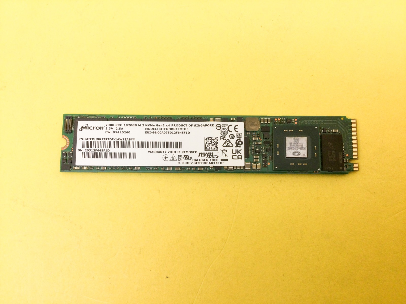 Micron 7300 Pro 1.92TB M.2 22110 NVMe PCIe Gen 3.0 x4 SSD MTFDHBG1T9TDF