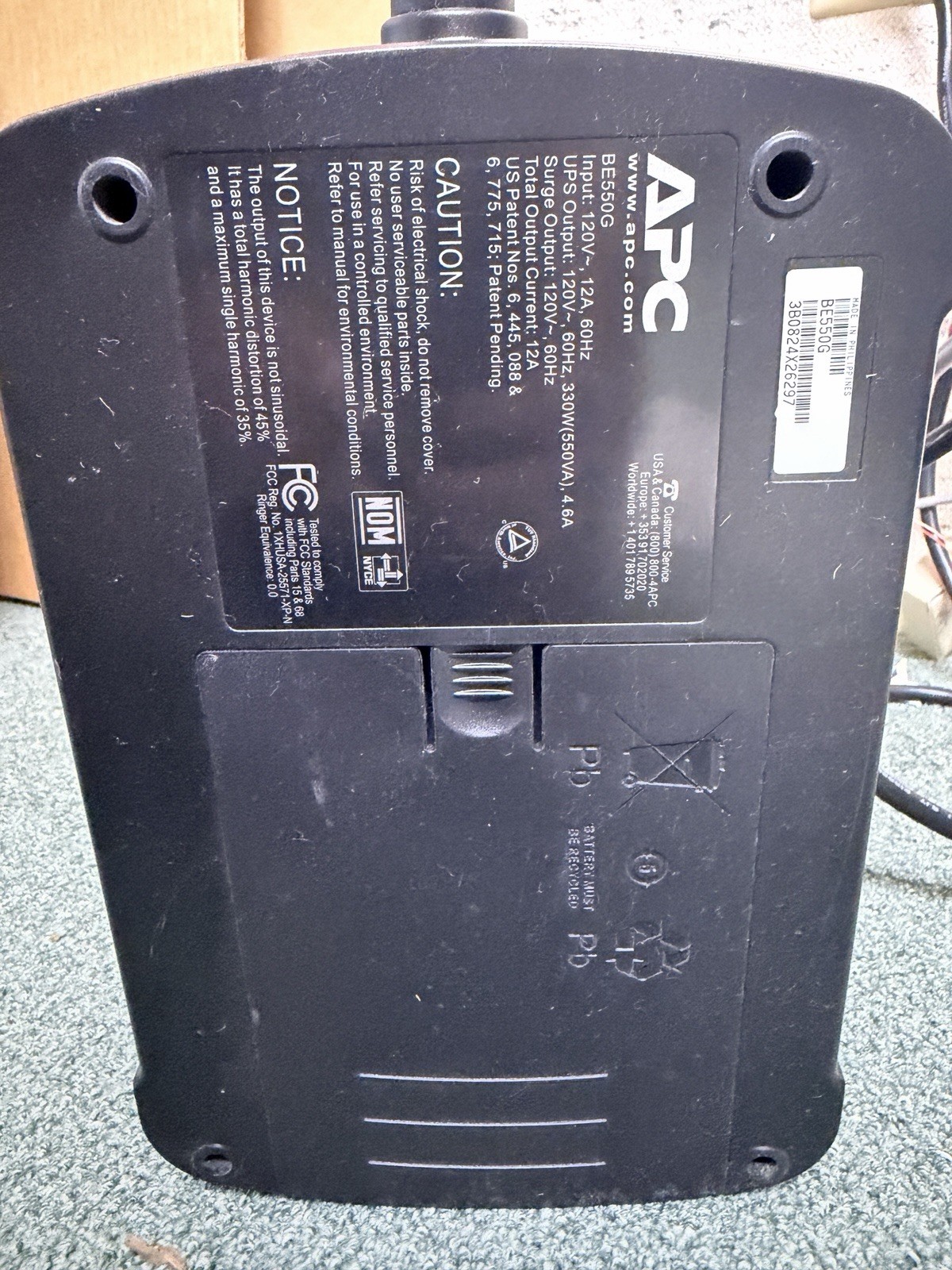 APC Back-UPS ES 550 Battery Backup - BE550G - TESTED