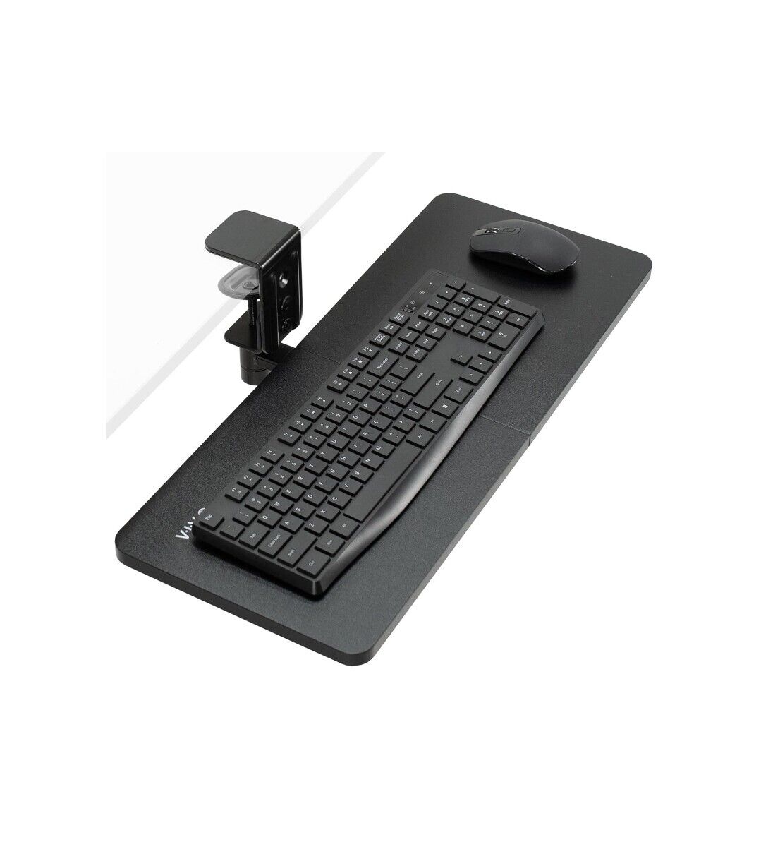 VIVO Black 25 x 10 inch Clamp-on Rotating Computer Keyboard and Mouse Tray