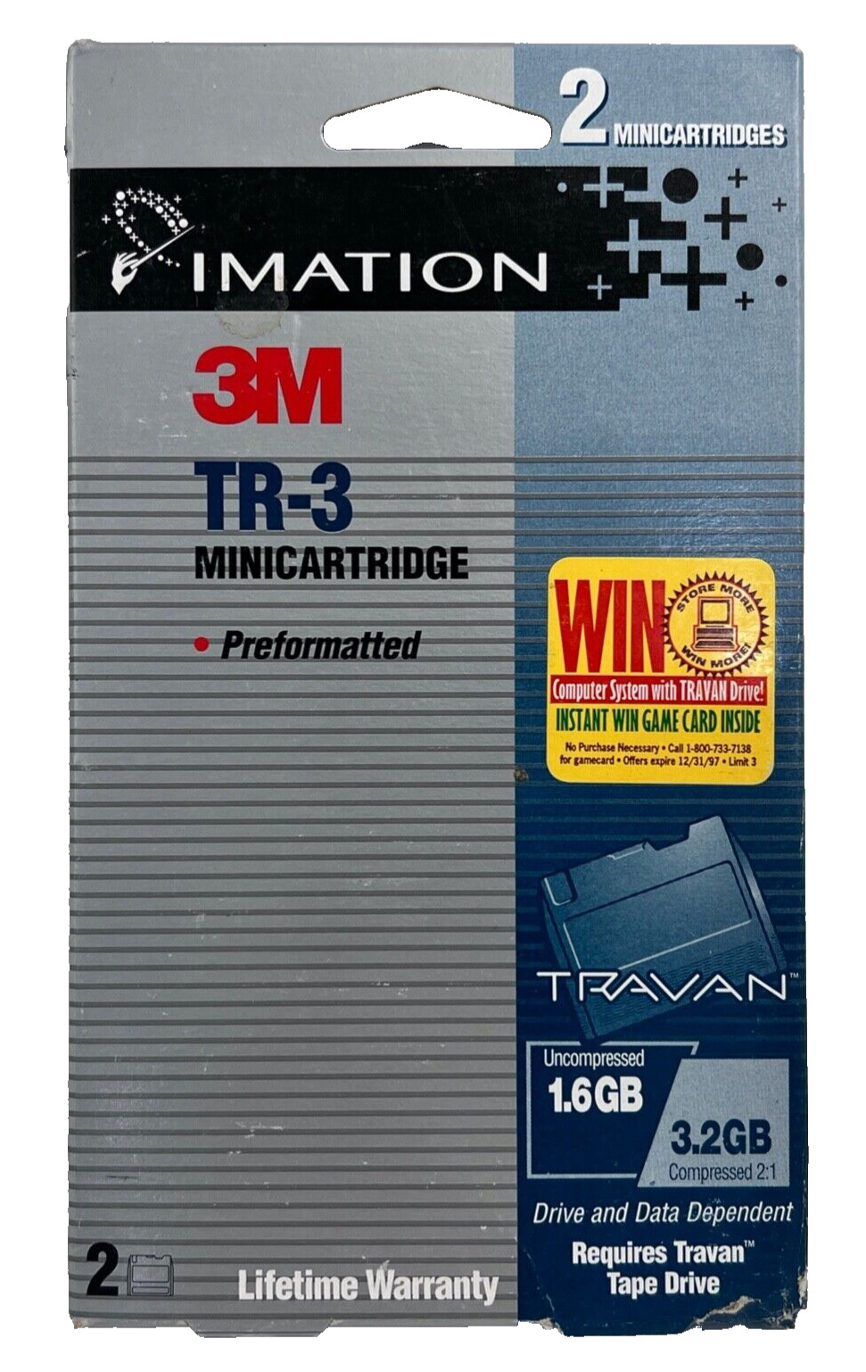 2x Imation TR-3 Travan 1.6GB/ 3.2GB Data Cartridge Minicartridge