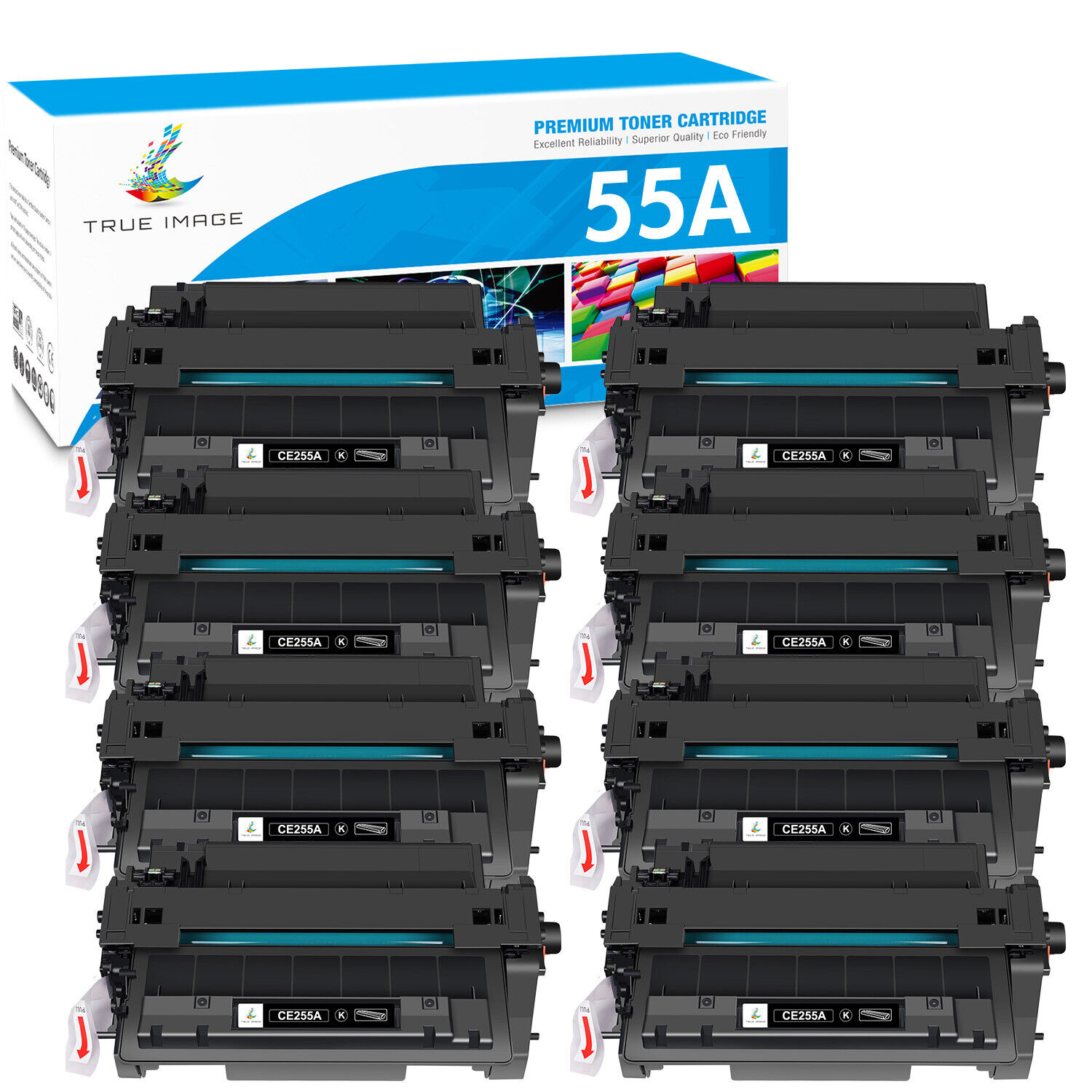 8PK Black CE255A 55A Toner Fits for HP LaserJet Pro 500 MFP M521DX M521DZ M521DW