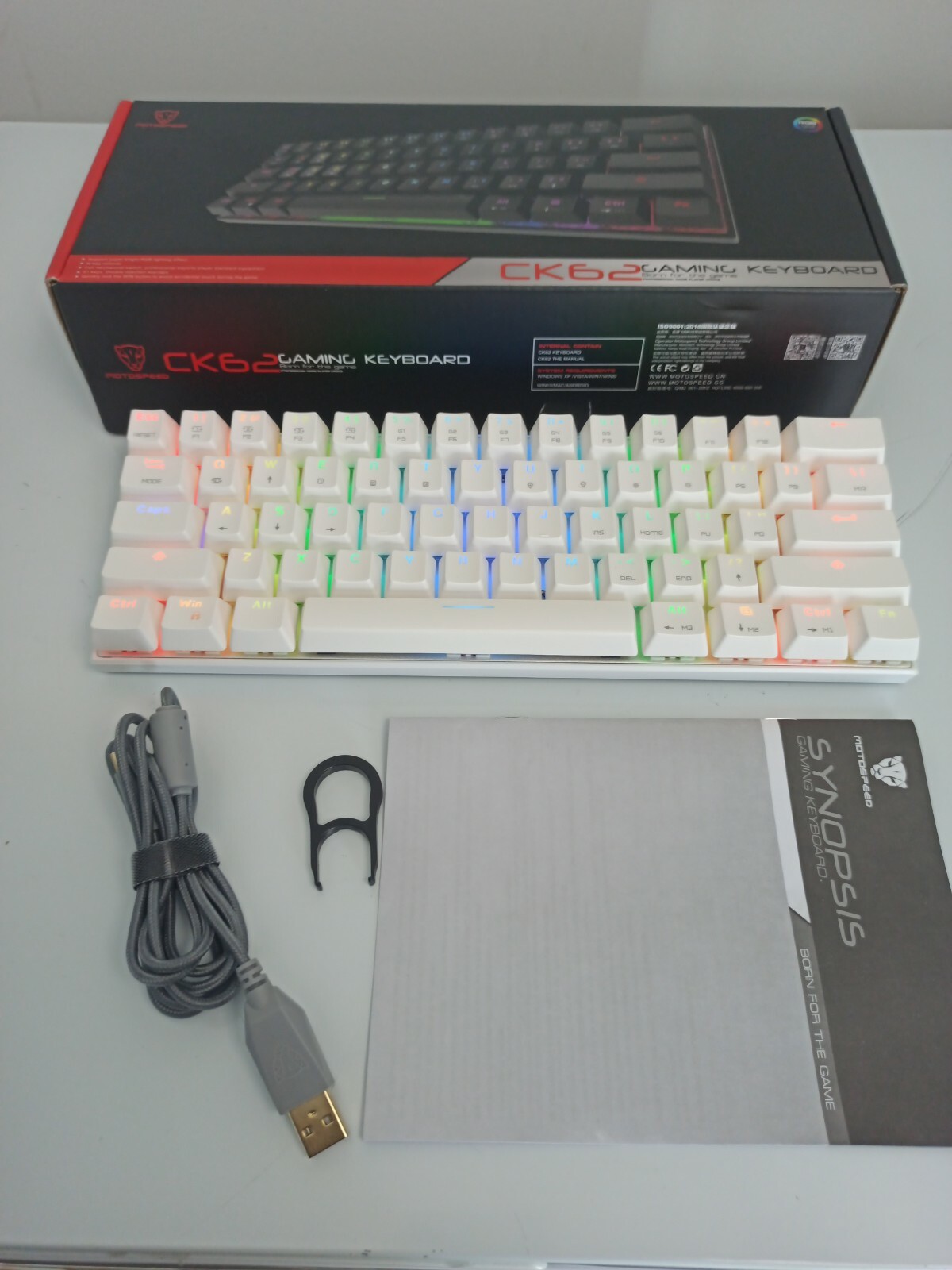MOTOSPEED CK62 Gaming Keyboard Dual Mode Rainbow LED Wired USB for PC Lapt