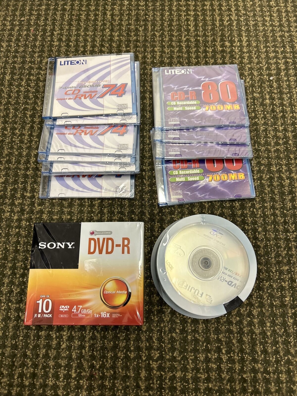 LOT Sony, Fujifilm, Liteon DVD-R, DVD-RW, CD-RW & CD-R
