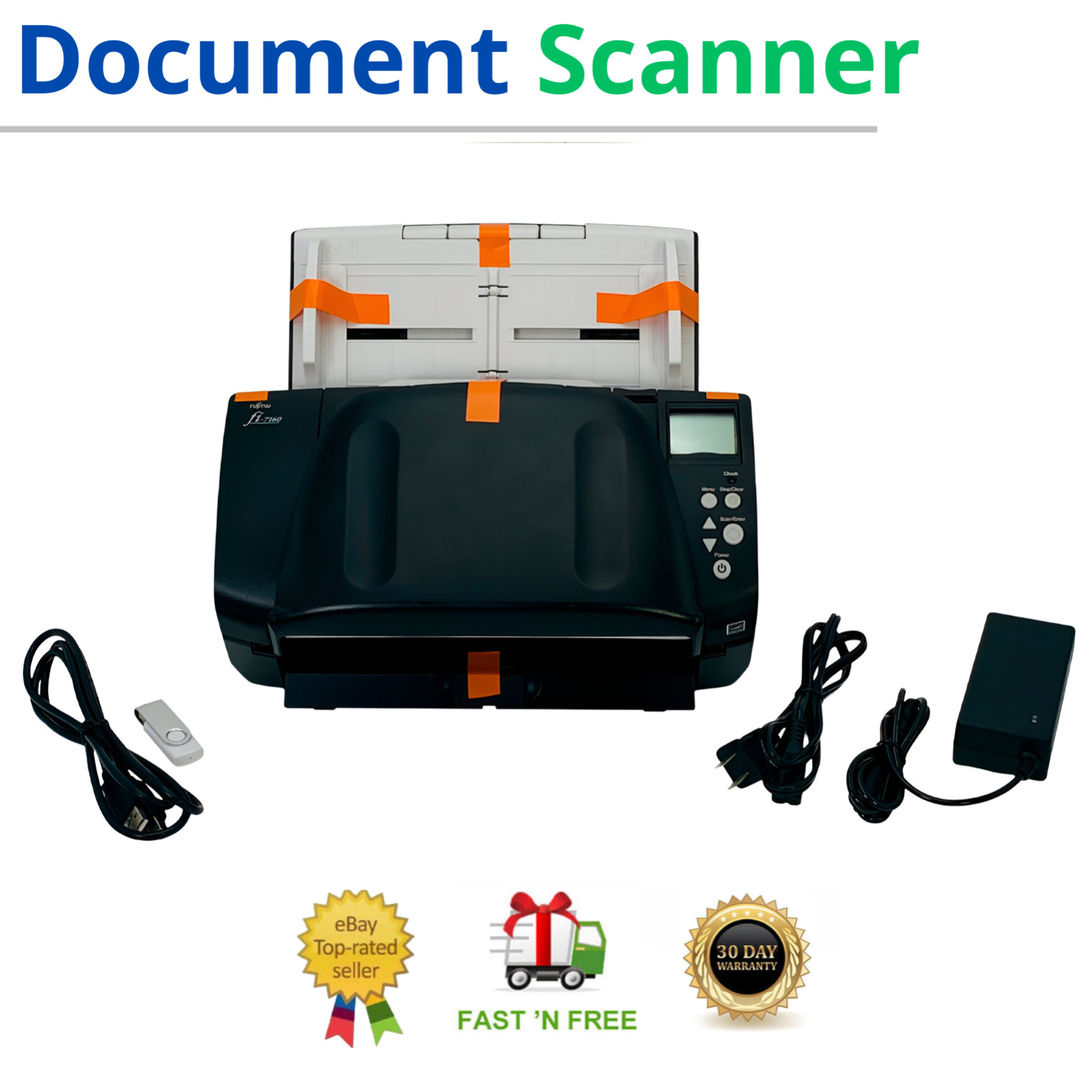 Professional Sheetfed High Speed Document Scanner for Work w/Adapter+USB+Drivers