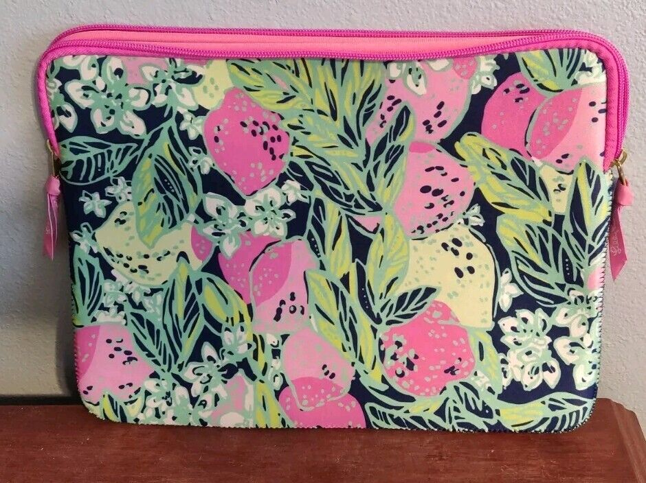Lilly Pulitzer laptop/iPad pouch bag 13''x10'' Spill The Juice Hot Pink