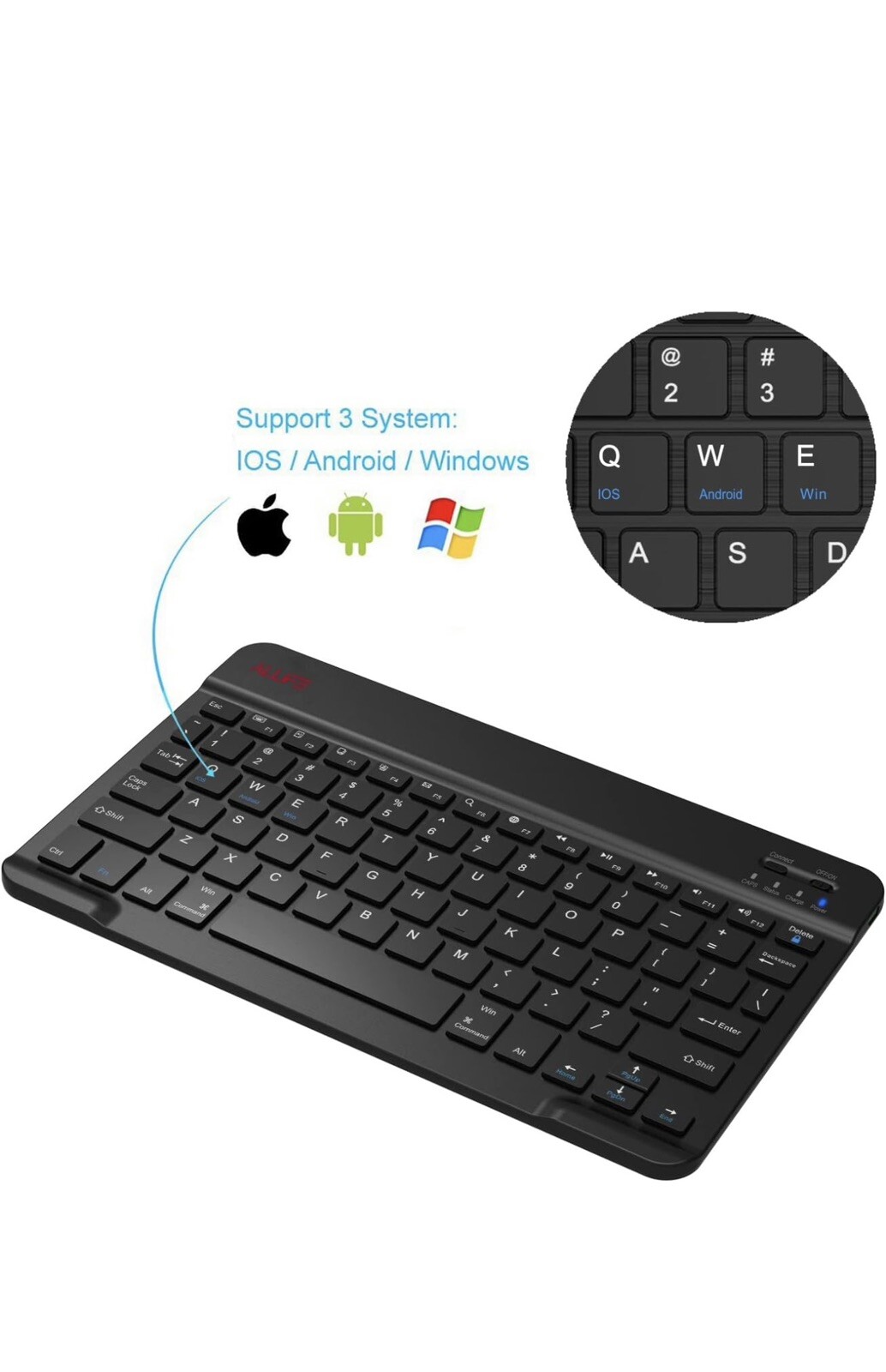 ALLIFE Universal Ultra Light Slim Portable Wireless Bluetooth 3.0 Keyboard fo...