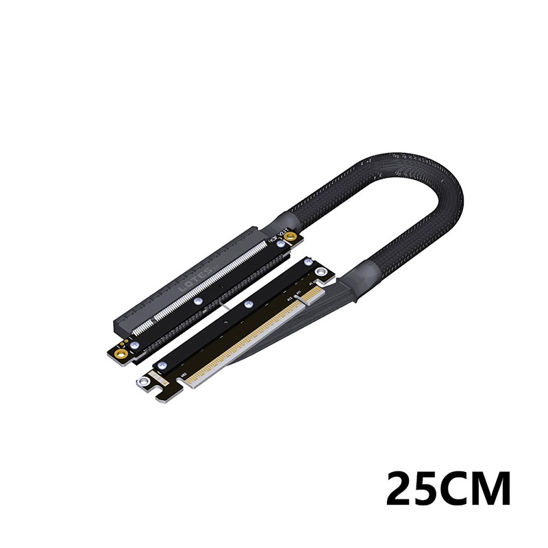 (ADT-Link) Graphics Card Extension Cable 25CM Dual Reverse Bend PCIe 5.0 x16