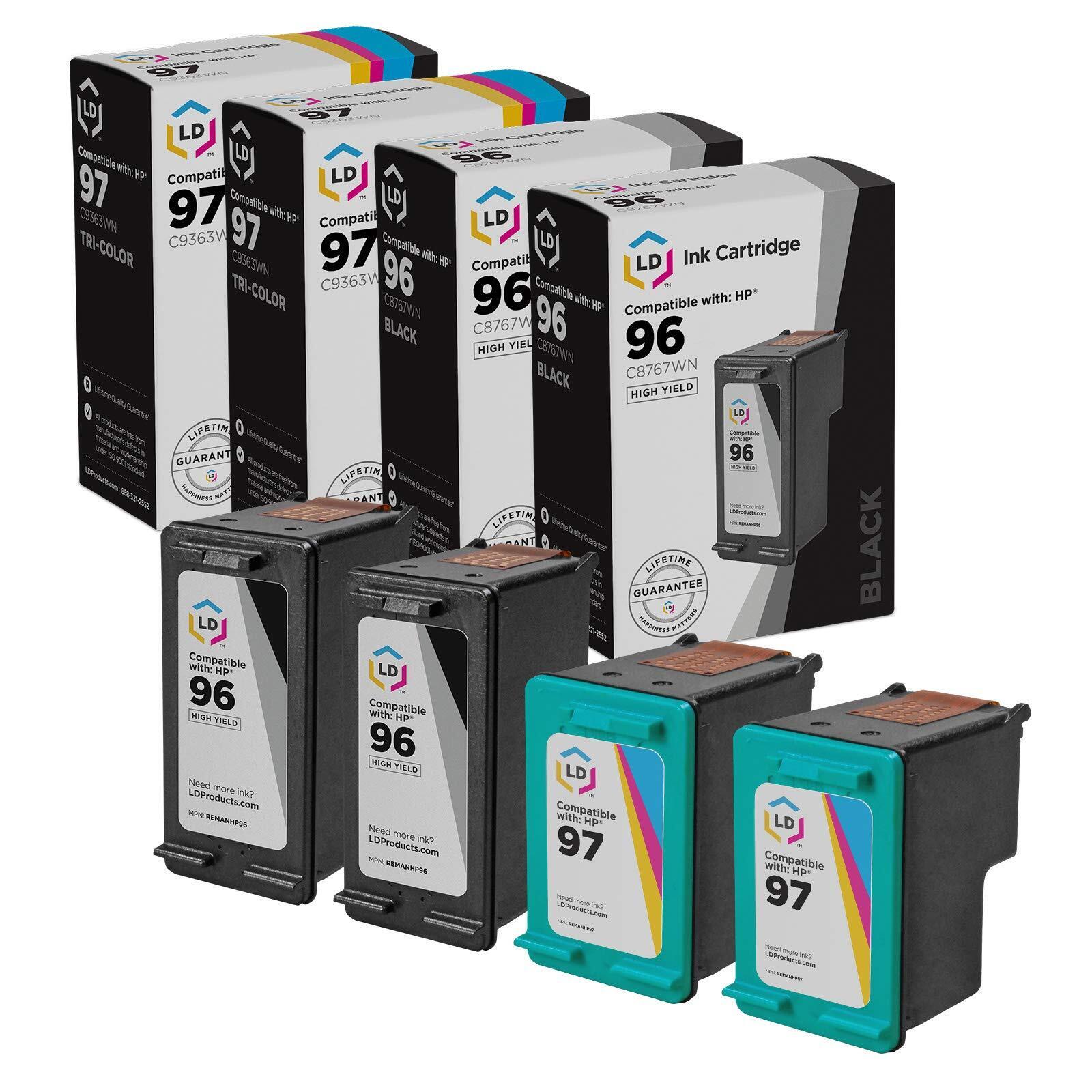 Compatible Ink Cartridge Replacements for HP 96 & 97 (2 Black, 2 Color, 4-Pack)