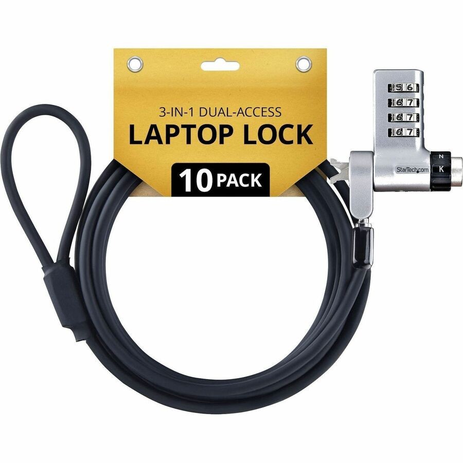 StarTech 10-Pack 3-in-1 Dual-Access Laptop Lock 6.6ft TAA