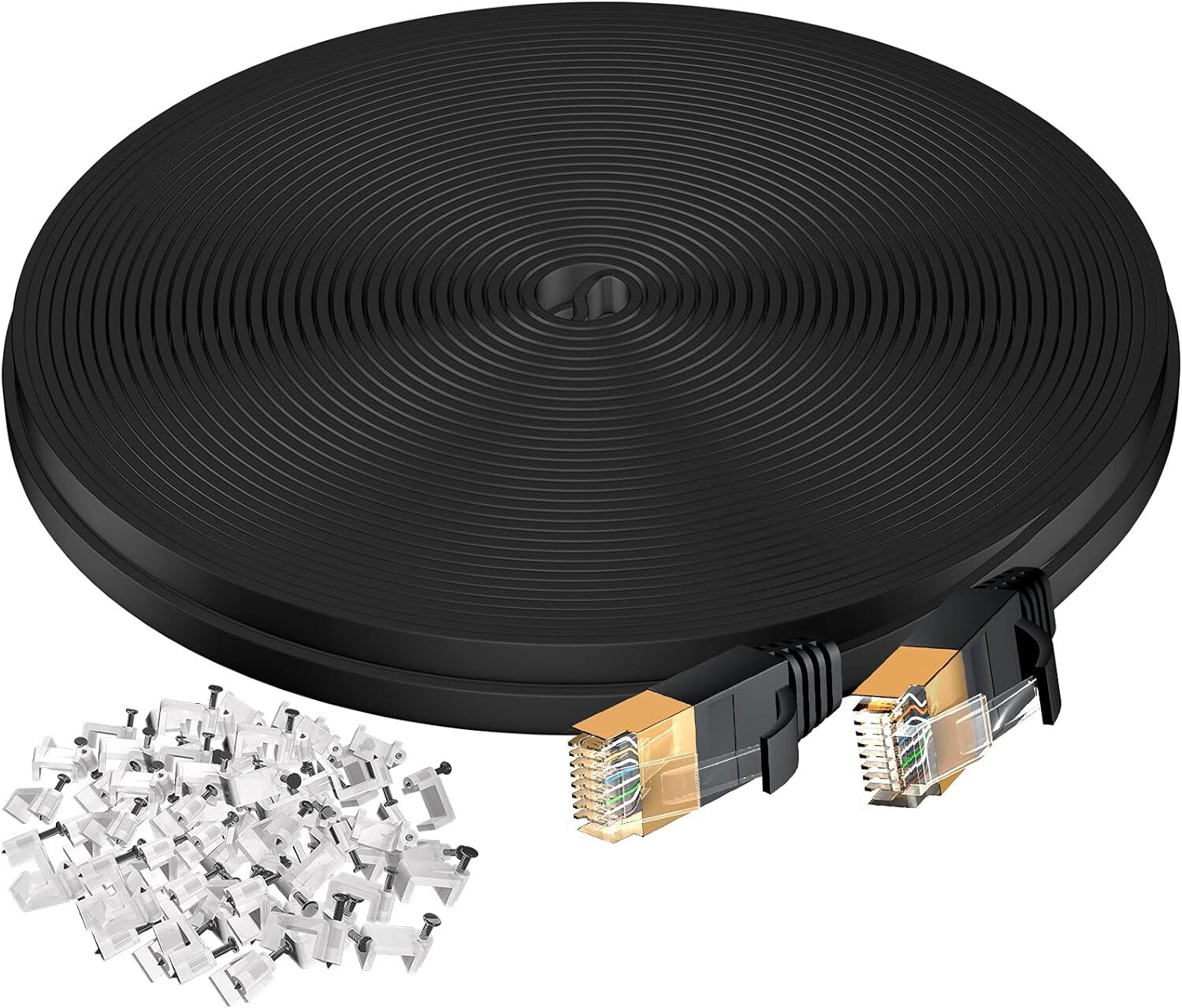 17 NIB x Sealed Jadaol FLAT Ethernet Cable 50ft Cat 7 High Speed Patch Cord