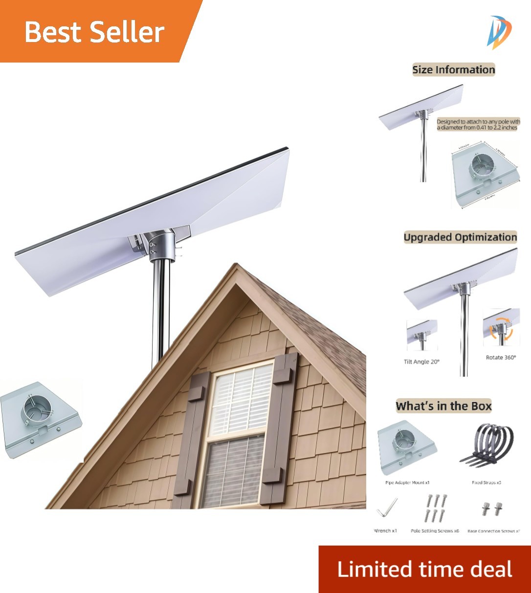 All-Weather Starlink Mounting Adapter - 360° Adjustable for Roofs, RVs & Boats