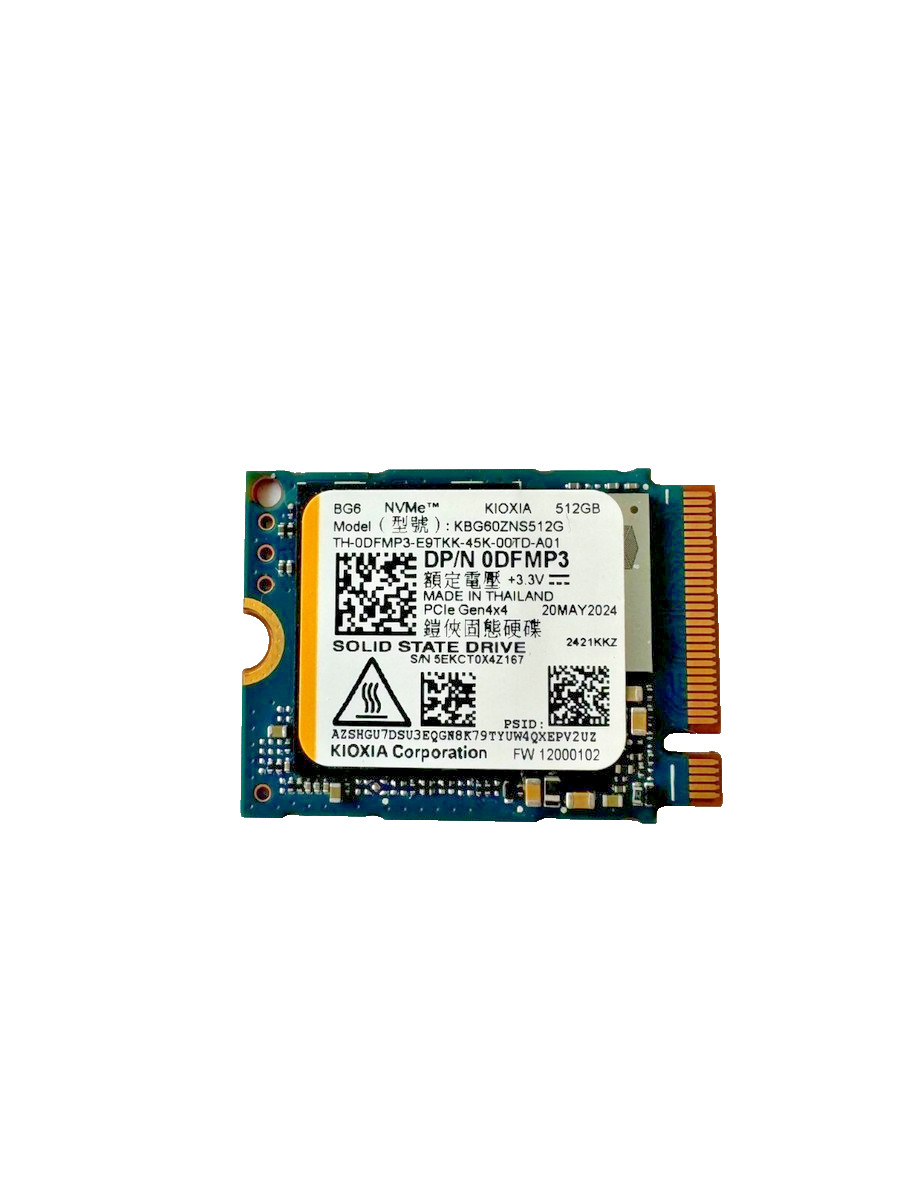 KIOXIA 512GB NVMe PCIe M2 SSD GEN 4x4 KBG60ZNS512G Dell 0DFMP3 Solid State