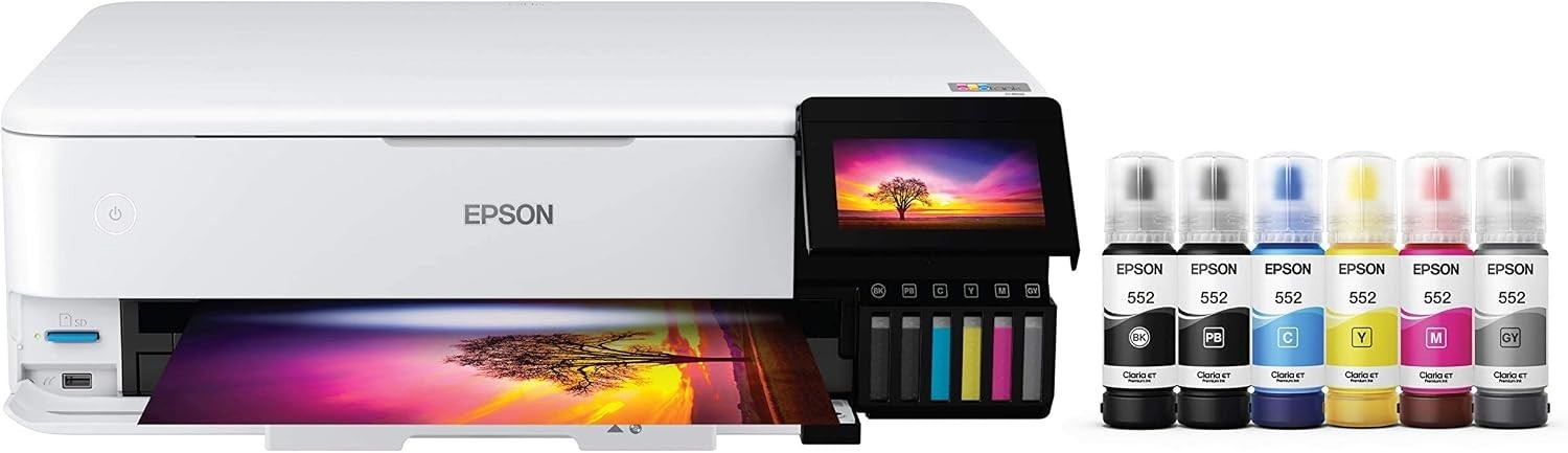 New Epson EcoTank Photo ET-8550 Color Inkjet All-In-One Printer - White