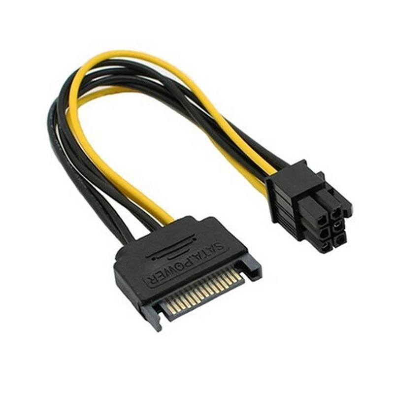 SATA 15 Pin to 6 Pin GPU Power Cable Adapter for PC Graphics Card Miner Kit
