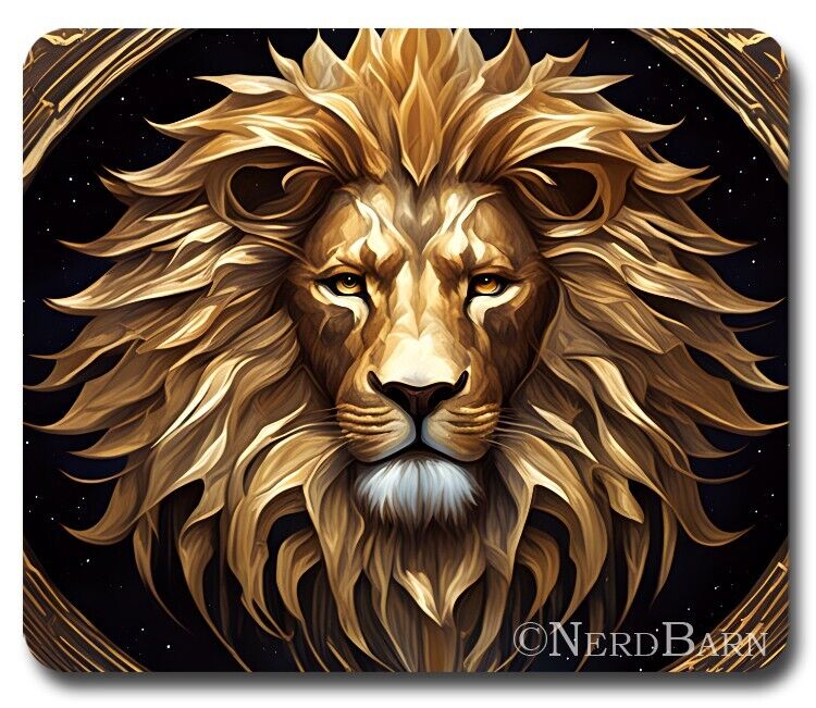 Golden Lion Leo ~ Mouse Pad / PC Mousepad THICK Padded - Zodiac Home Office Gift