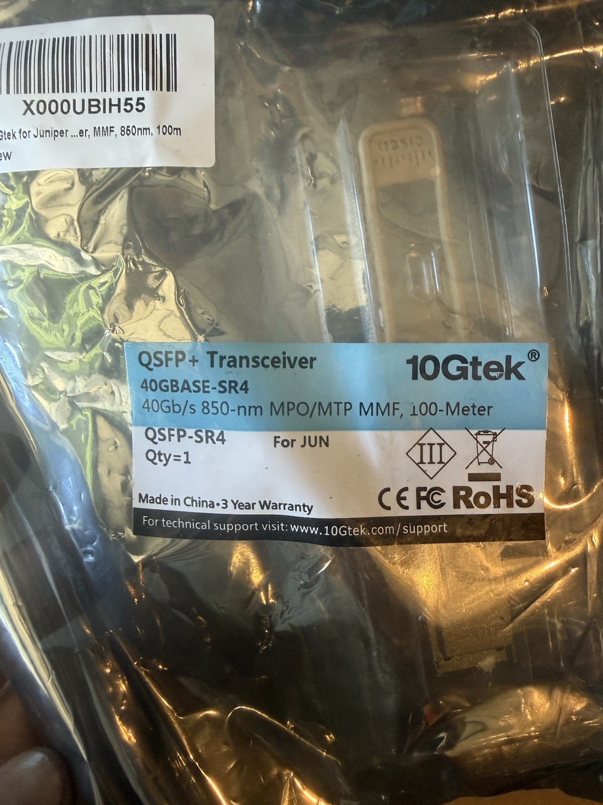 Genuine Lot 4 Cisco QSFP-40G-SR4 40G-Base QSFP+ Transceiver Module