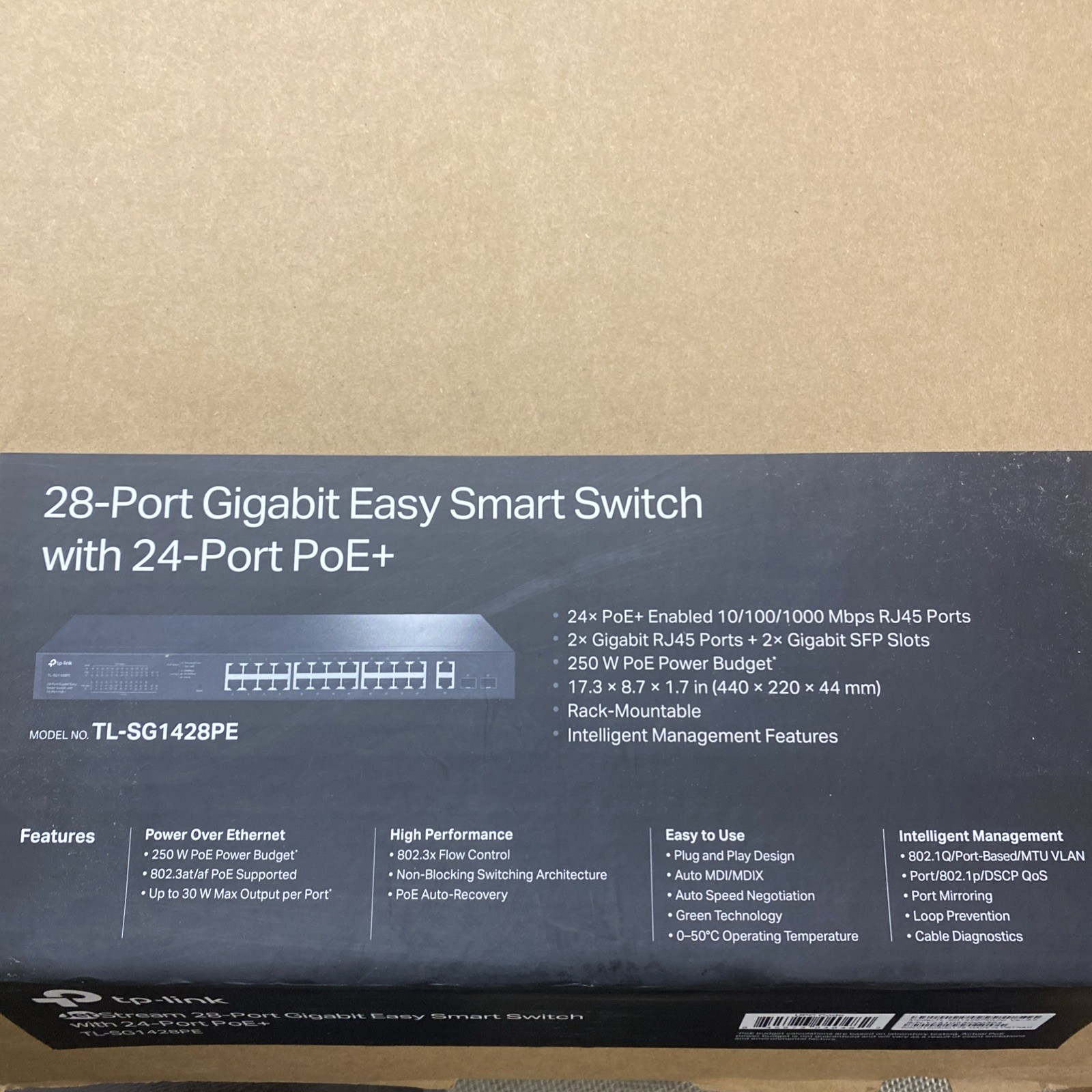 TP-LINK TL-SG1428PE 28 Port Rack Mountable Ethernet Switch