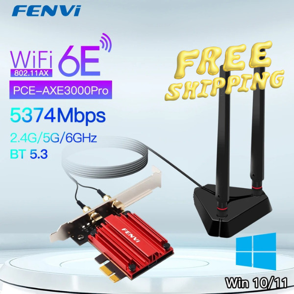 FENVI WiFi 6E AX210 5374Mbps PCIe WiFi Card Bluetooth 5.3 2.4/5/6GHz