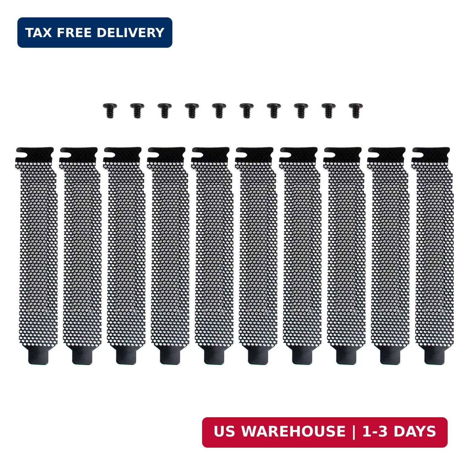 10 Pack Black PCI Slot Cover Hard Steel Filter Blanking Plate with Screws