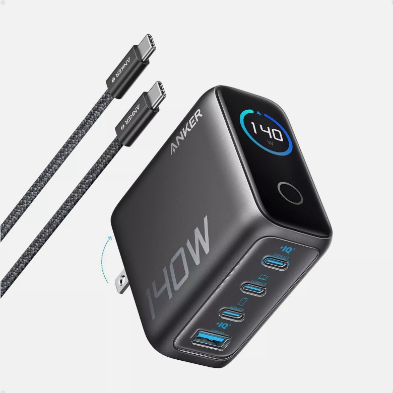 for Mac/iPhone Anker 140W USB-C Charger 4-Port Laptop Advanced GaN Power Adapter