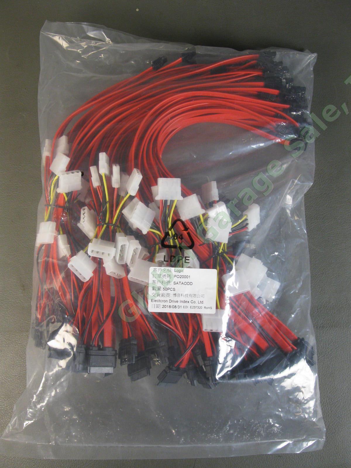 50pcs LOT Slimline Locking SATA 3 Data & Molex 4 Pin M F Power Converter Cables