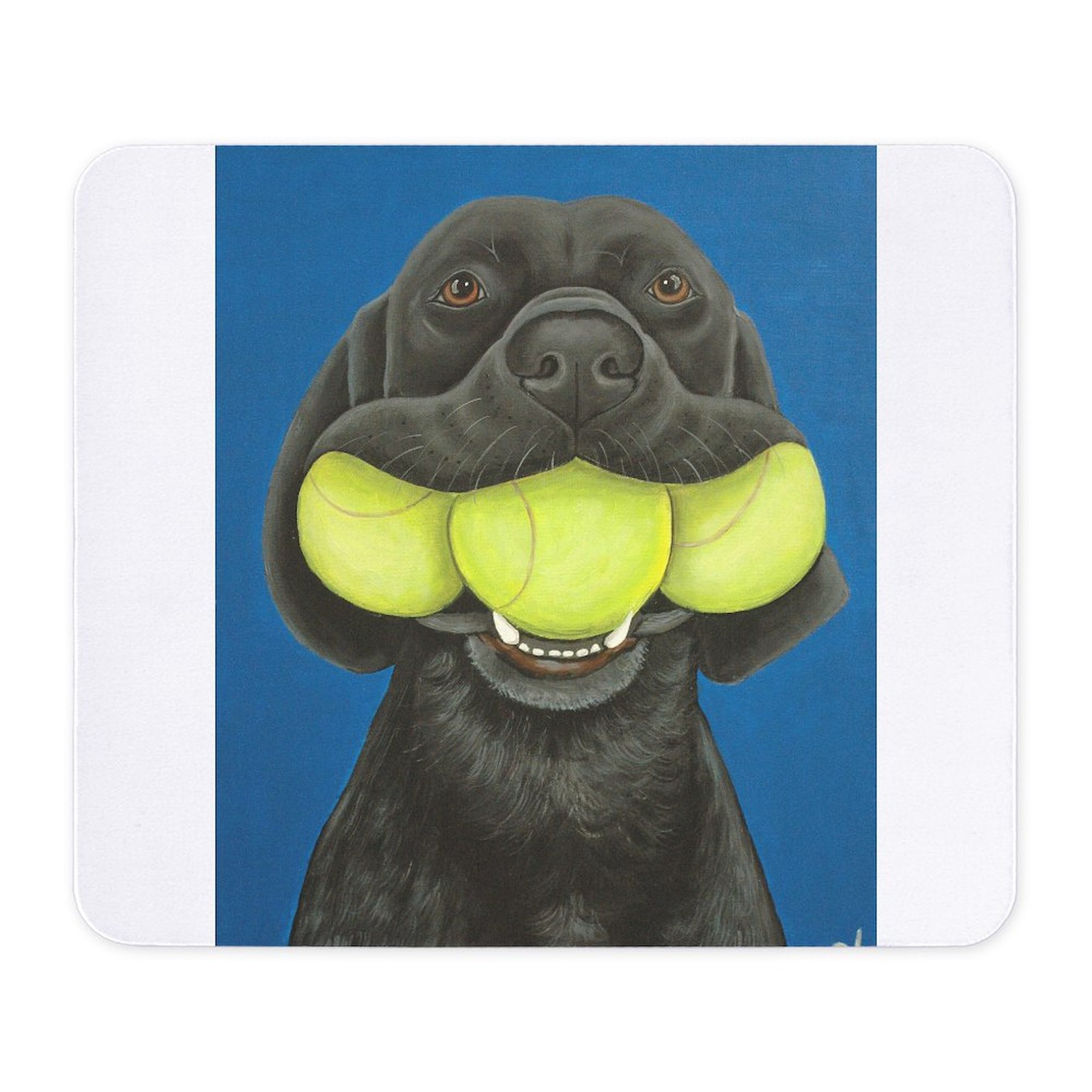 CafePress Black Lab With 3 Tennis Balls Mousepad  (908162626)
