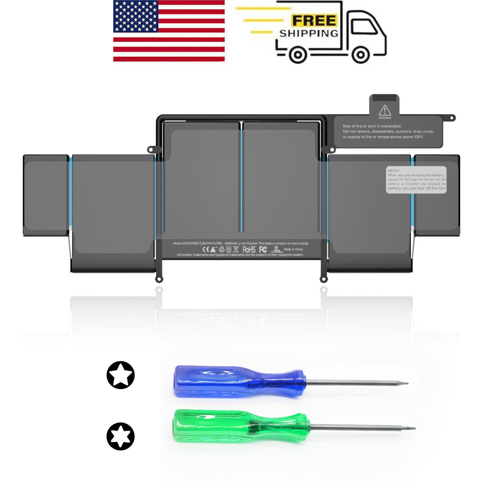 New A1582 Battery For MacBook Pro 13 inch Retina A1502 Late 2013-Early 2015 USA