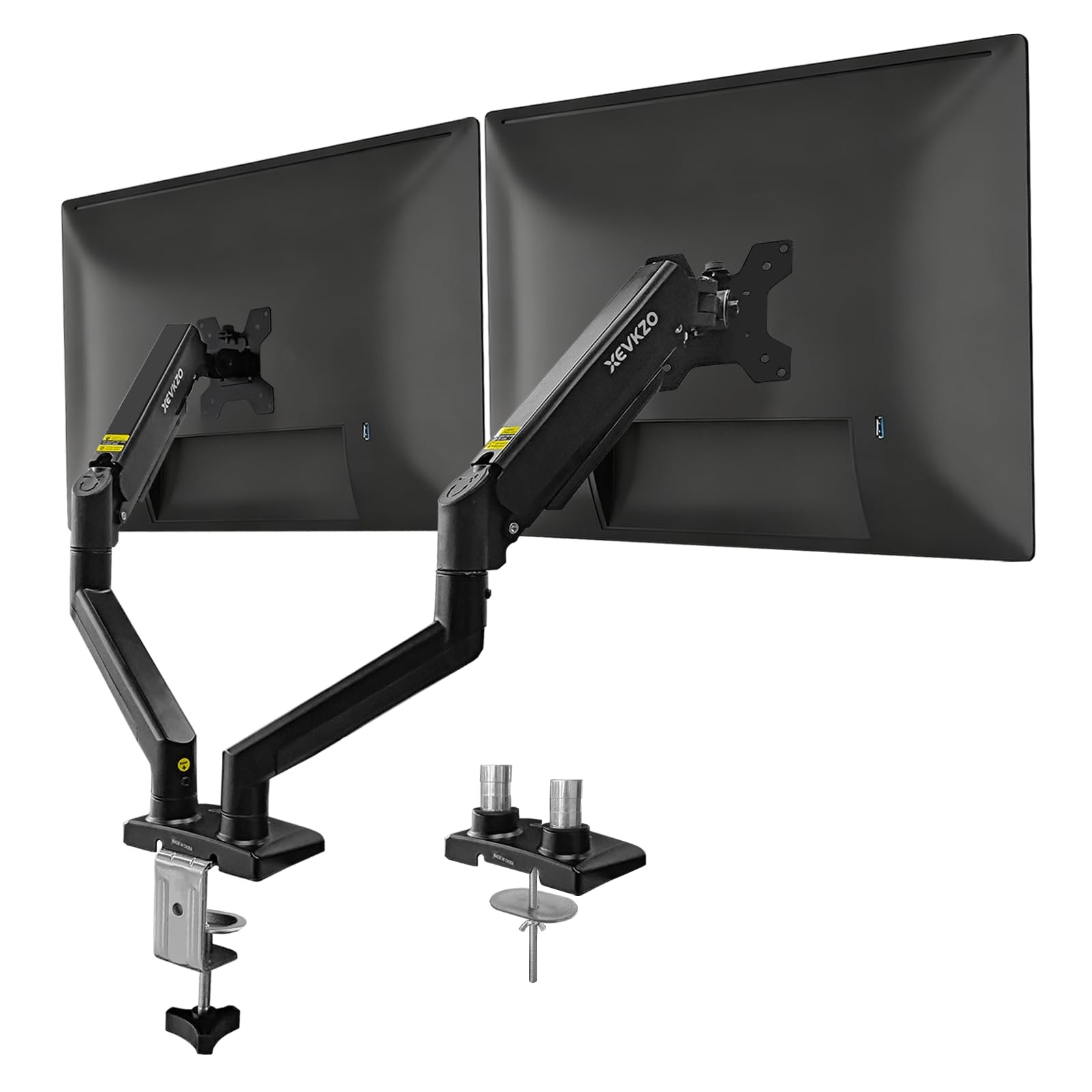 Dual Gas Spring Monitor Arm 34 Inch Curved/Flat VESA 75x75 100x100mm 22 LBS