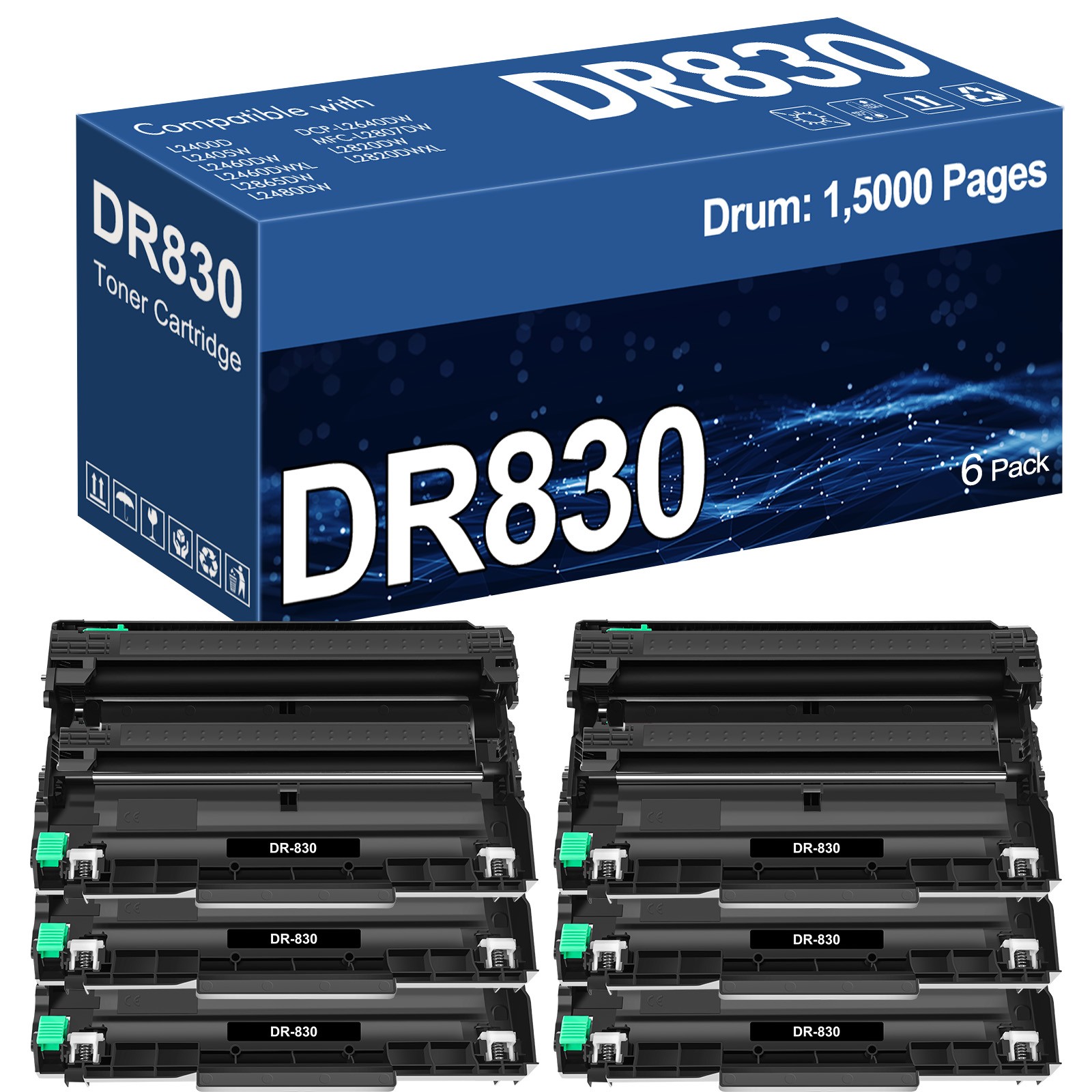 6PK DR830 Drum Unit Replacement for Brother DCP-L2640DW DCP-L2647DW MFC-L2760DW