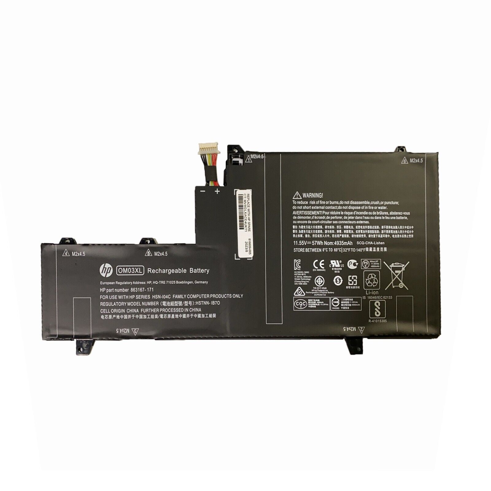 NEW Genuine 57Wh OM03XL Laptop Battery For HP EliteBook X360 1030 G2 863280-855