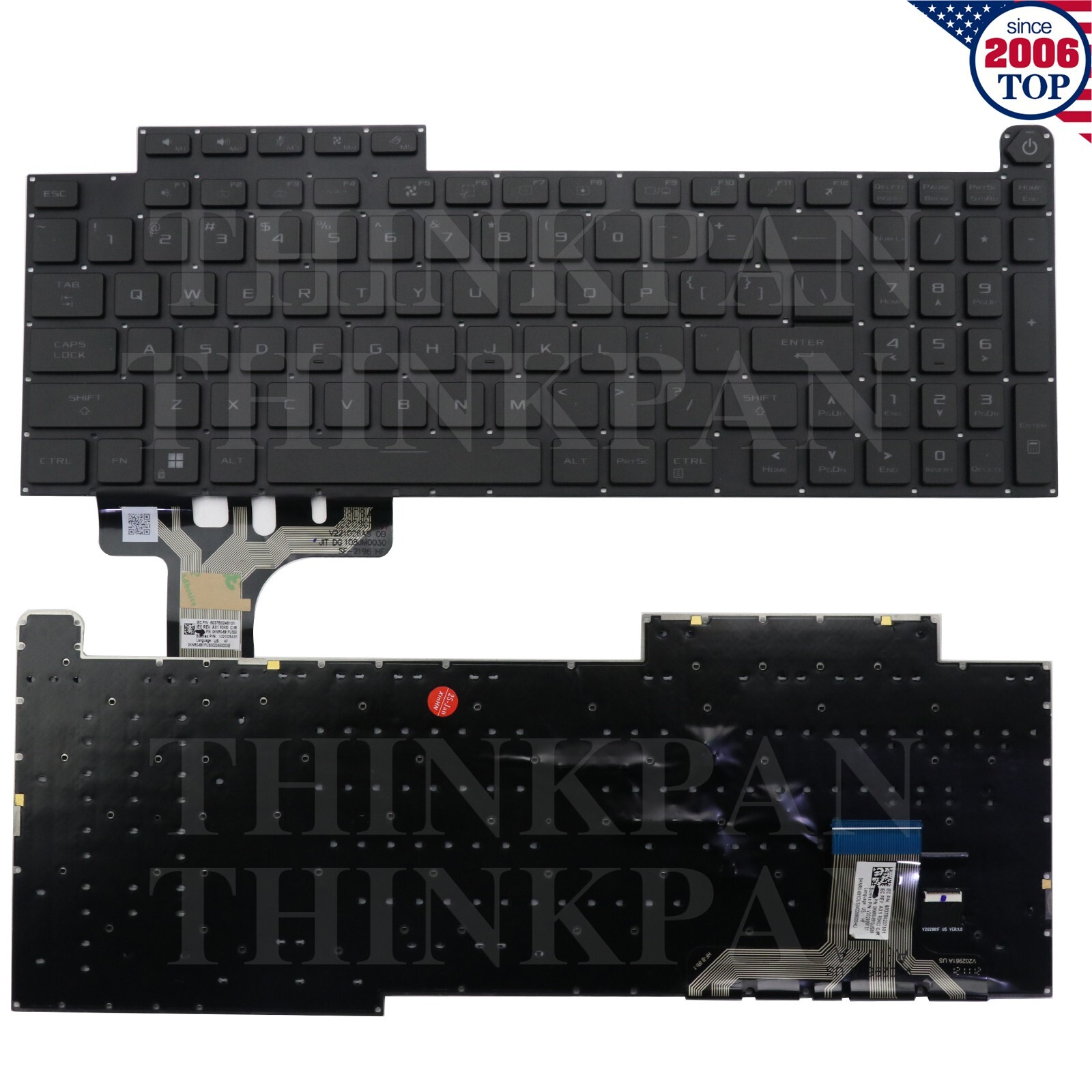 US Keyboard with Per-Key RGB Backlit for Asus ROG Strix G17 G713QE G713QM G713QR