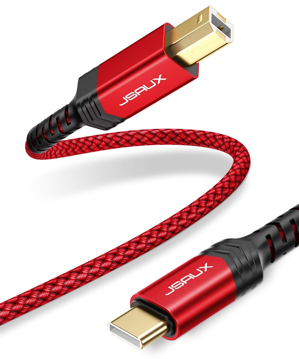 JSAUX USB B to C Cable 10ft, C Printer Compatible Red 