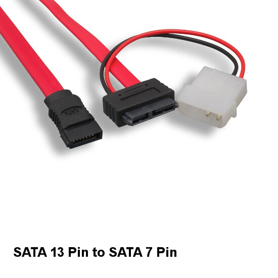 12 Inch SATA Cable 7+6 to 7 Pin LP4 4 Pin Power Laptop Optical Drive Slimline