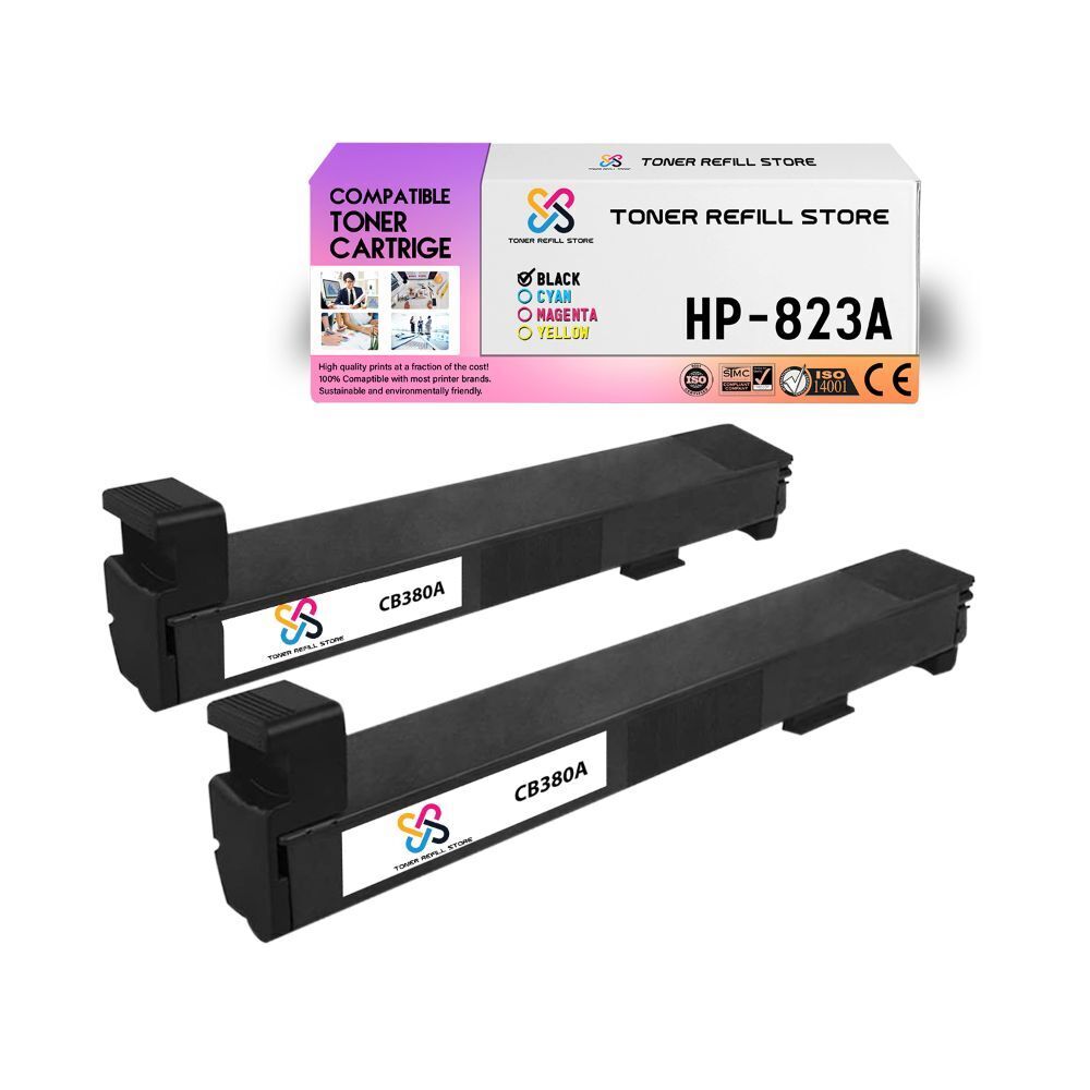 2Pk TRS 823A Black Compatible for HP LaserJet CP6015de Toner Cartridge