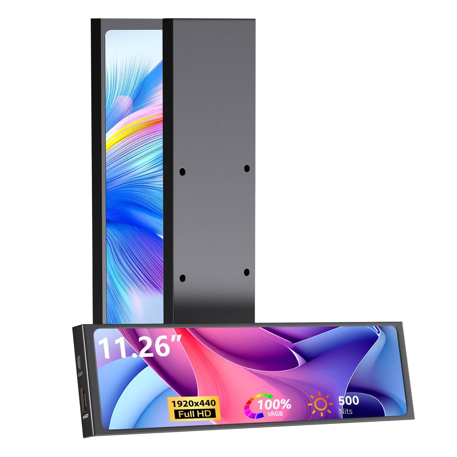 11.26" Mini Monitor FHD 1920x440 Small Wide Monitor for PC Case, Stretched Ba...