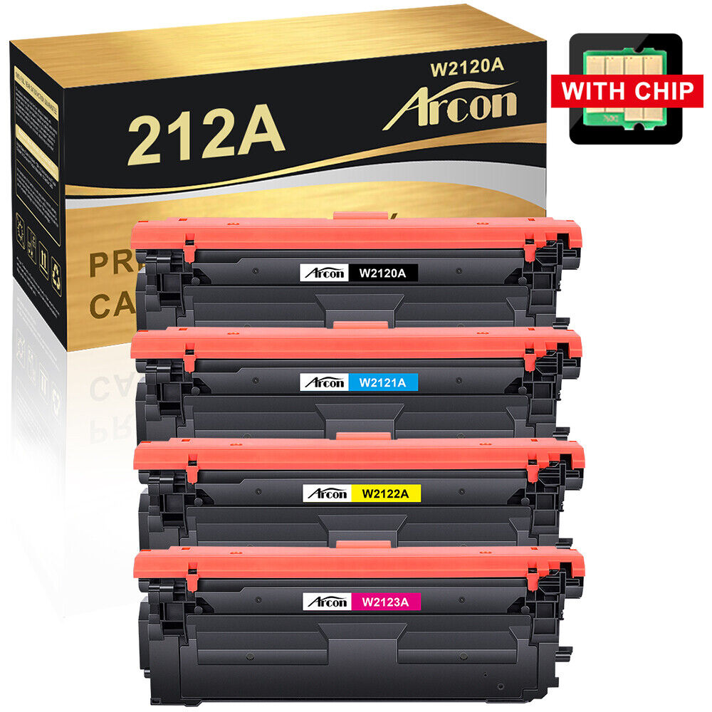 4PK W2120A Toner Compatible With HP 212A Color LaserJet M554dn M555x WITH CHIP
