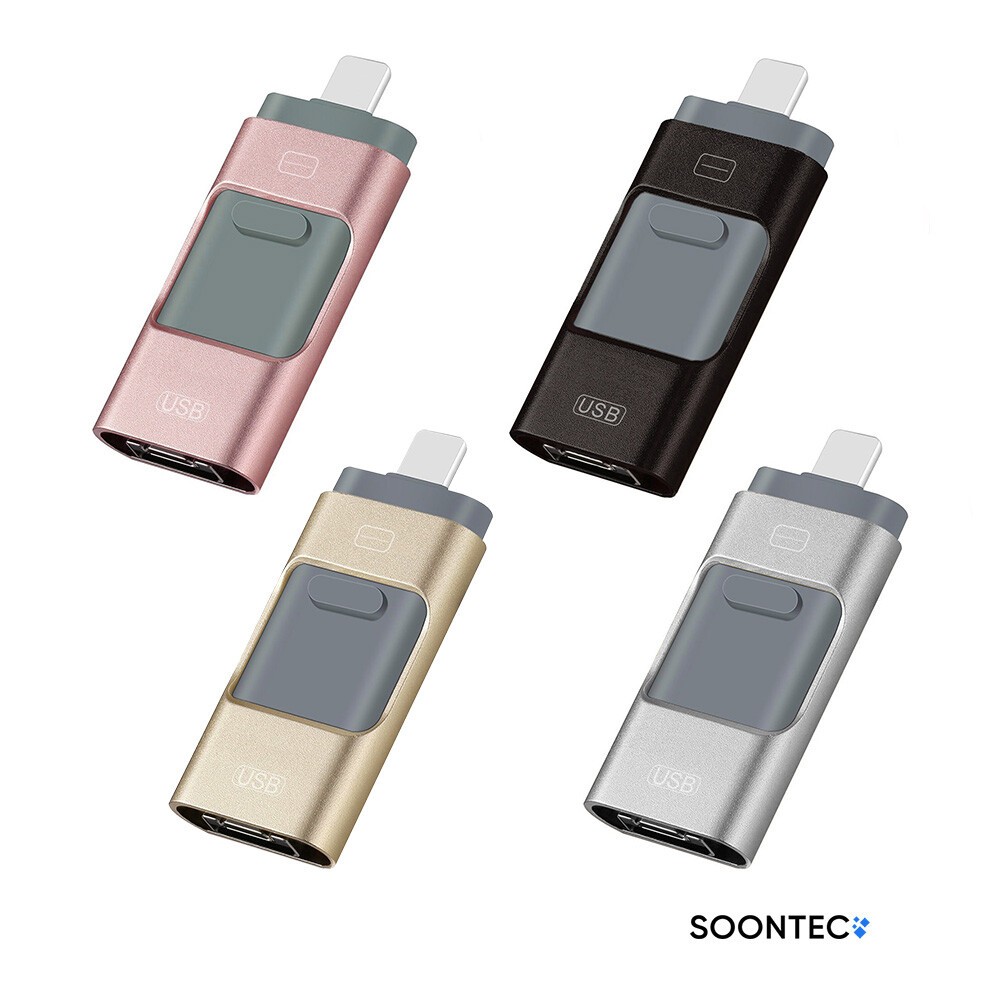 SOONTEC 128GB/64GB USB 3.0 Memory Stick 3 in 1 Flash Drive Android IOS PC iPhone